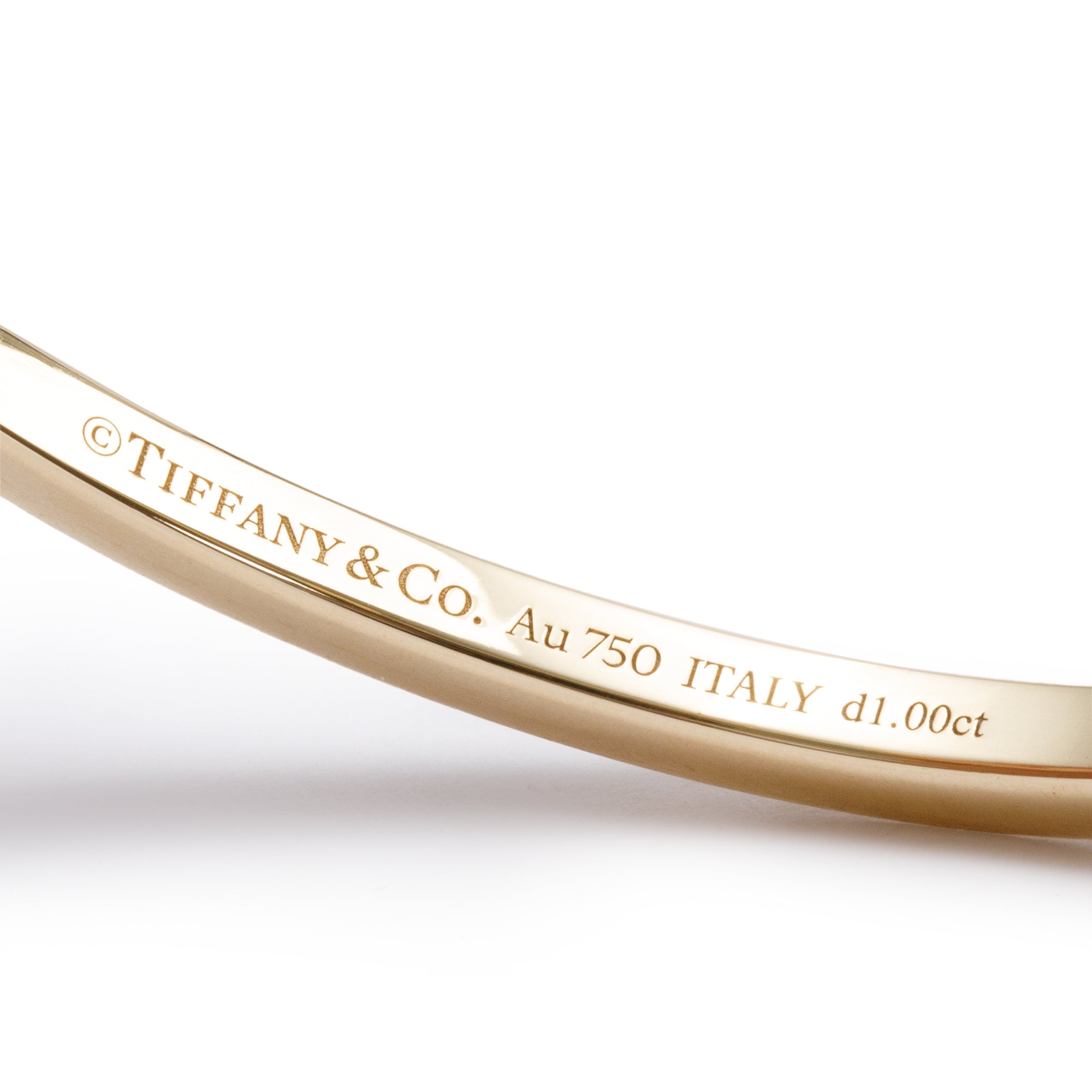 Tiffany 18k Yellow Gold Diamond T T1 Narrow Hinged Bangle w