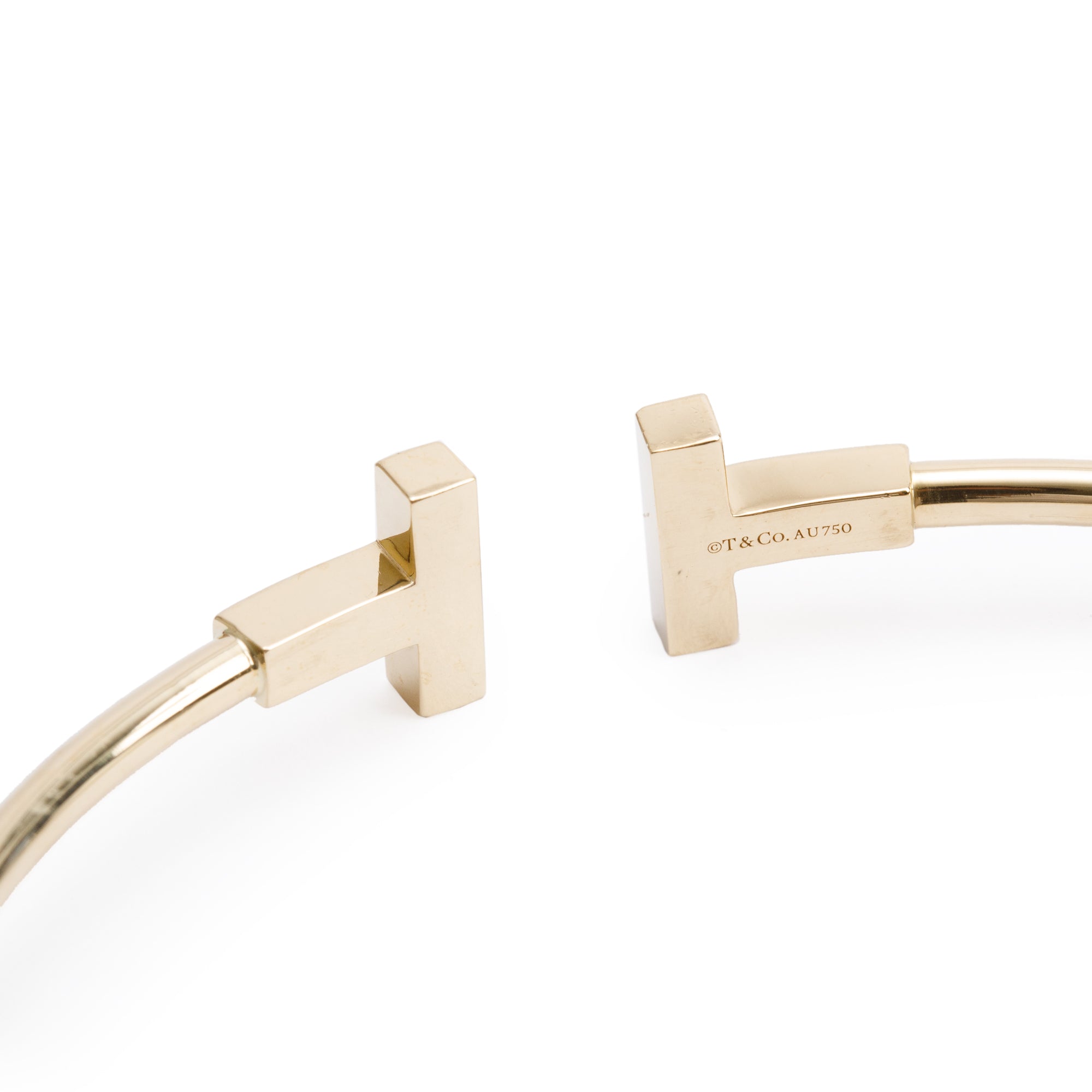 Tiffany & Co. 18k Yellow Gold Diamond T Wire Bracelet w/ Box