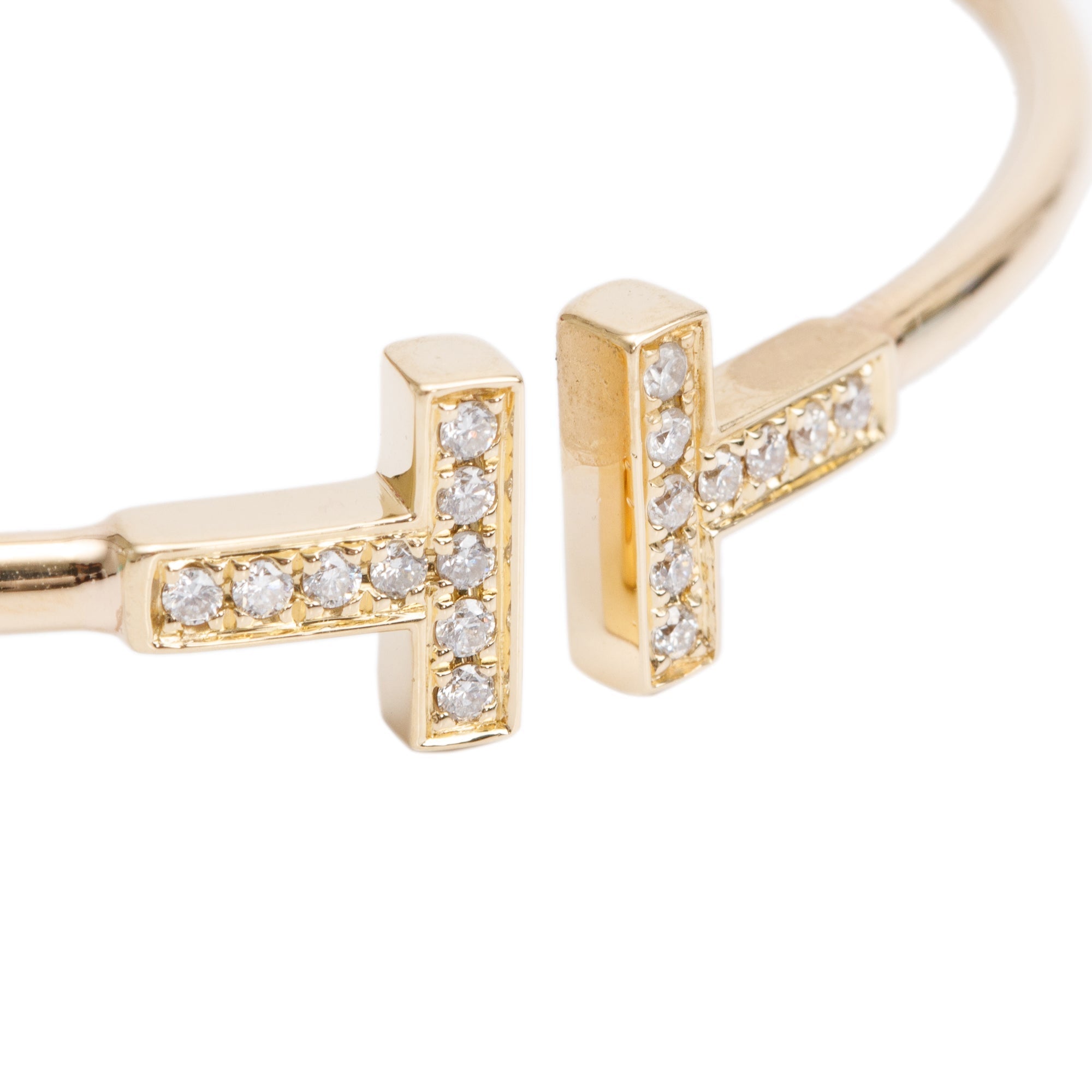 Tiffany & Co. 18k Yellow Gold Diamond T Wire Bracelet w/ Box