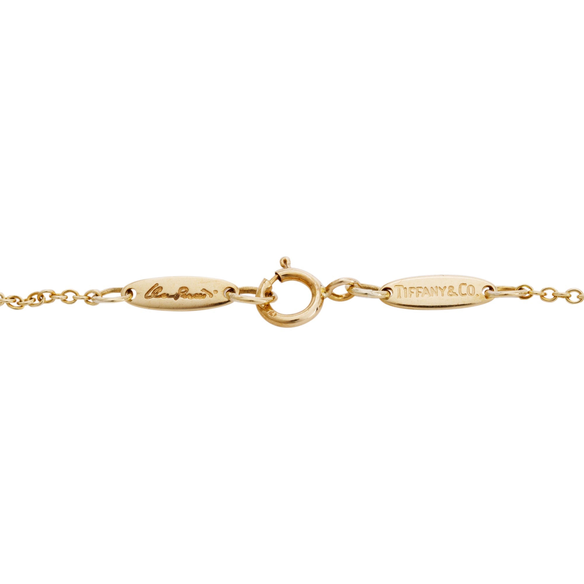 Tiffany & Co. 18k Yellow Gold Elsa Peretti 5 Open Heart Station Necklace w/ Box