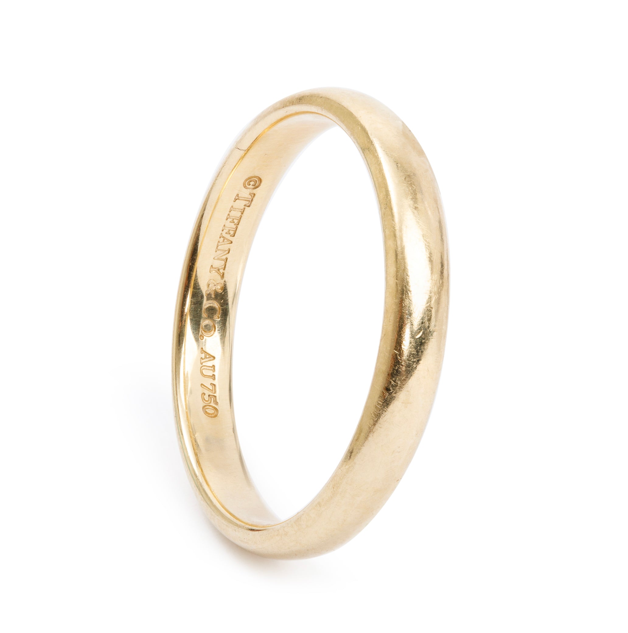 Tiffany & Co. 18k Yellow Gold Forever 3 MM Wedding Band Ring, Size 6.5