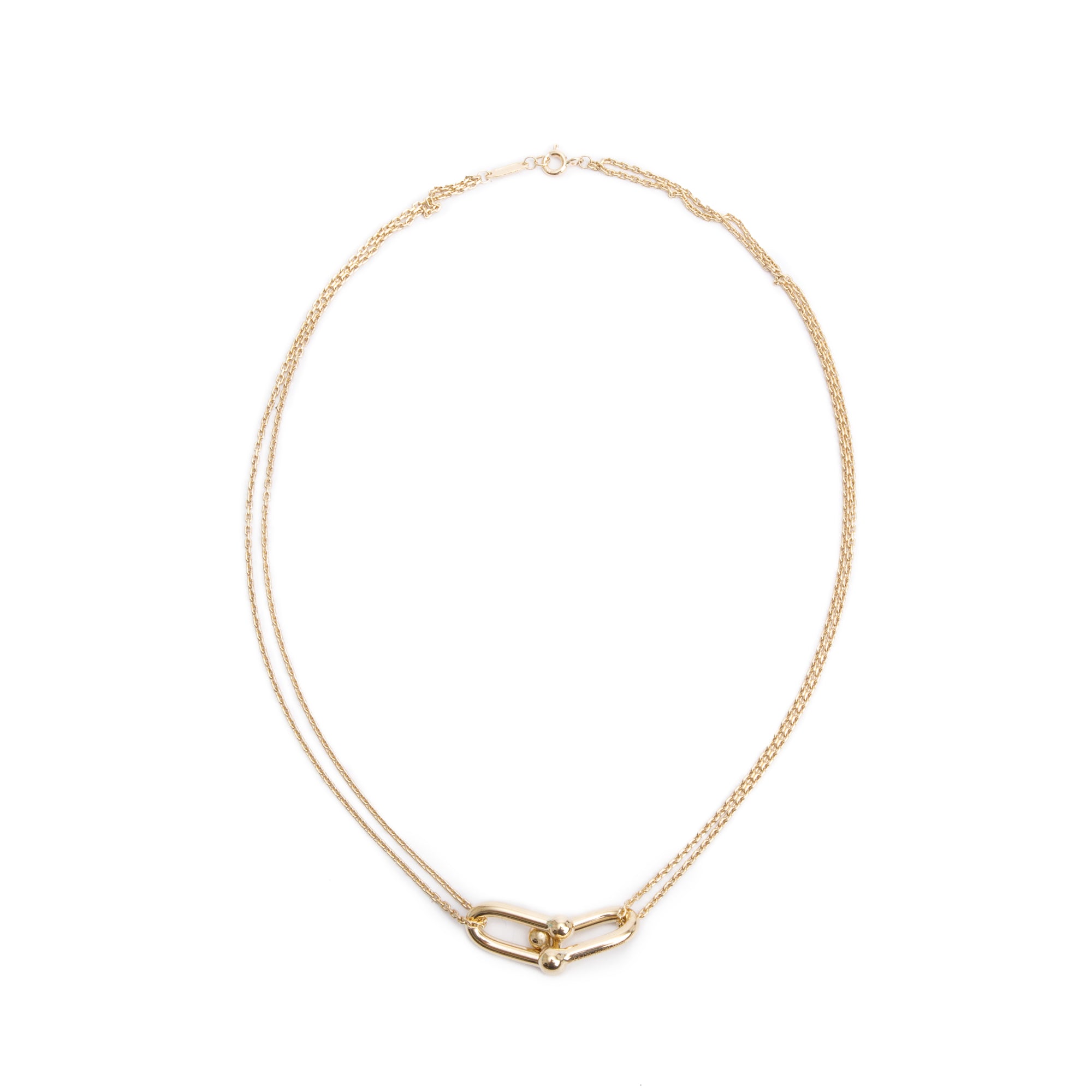 Tiffany & Co. 18k Yellow Gold HardWear Large Double Link Pendant Necklace w/ Box