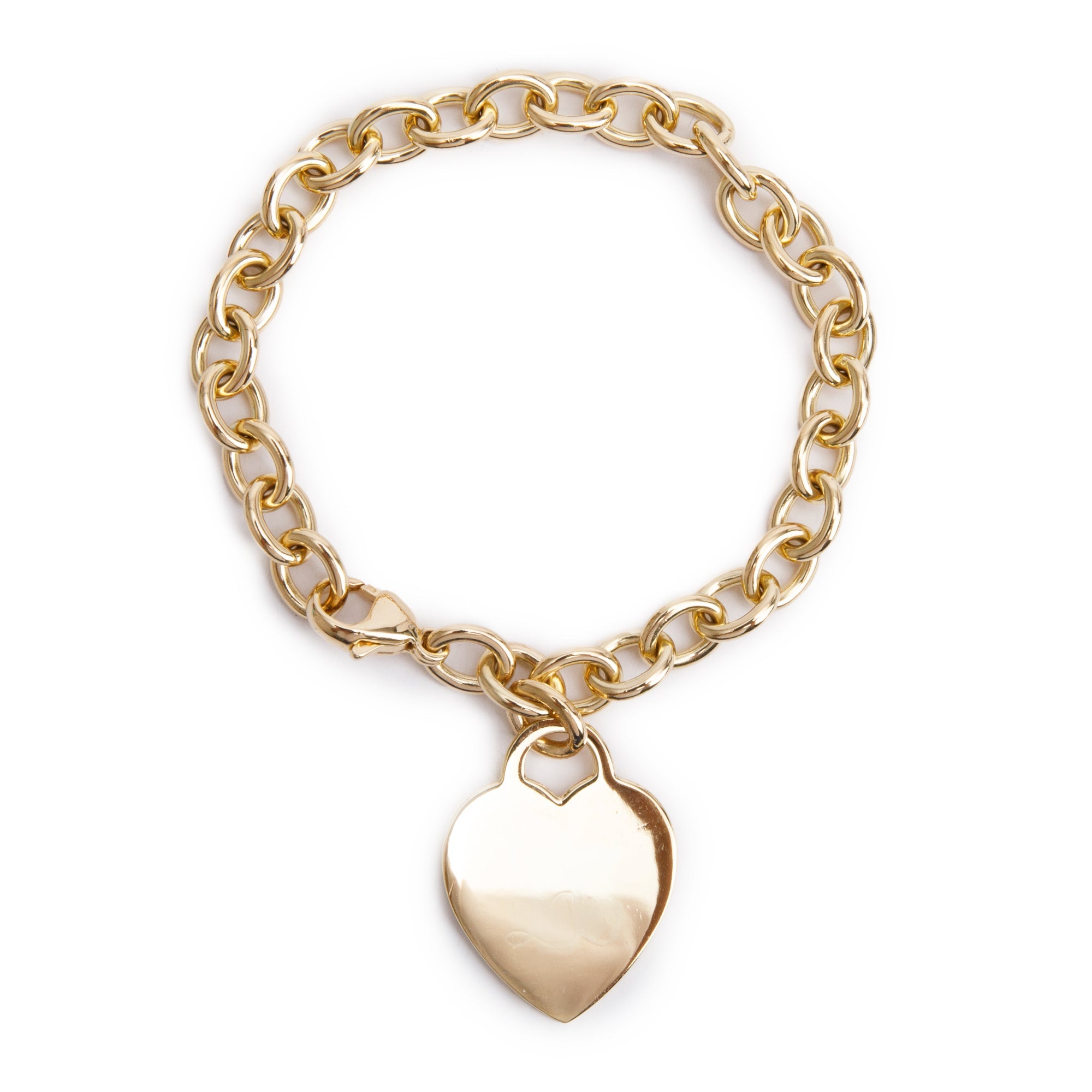 Tiffany & Co. 18k Yellow Gold Heart Tag Charm Bracelet w/ Box