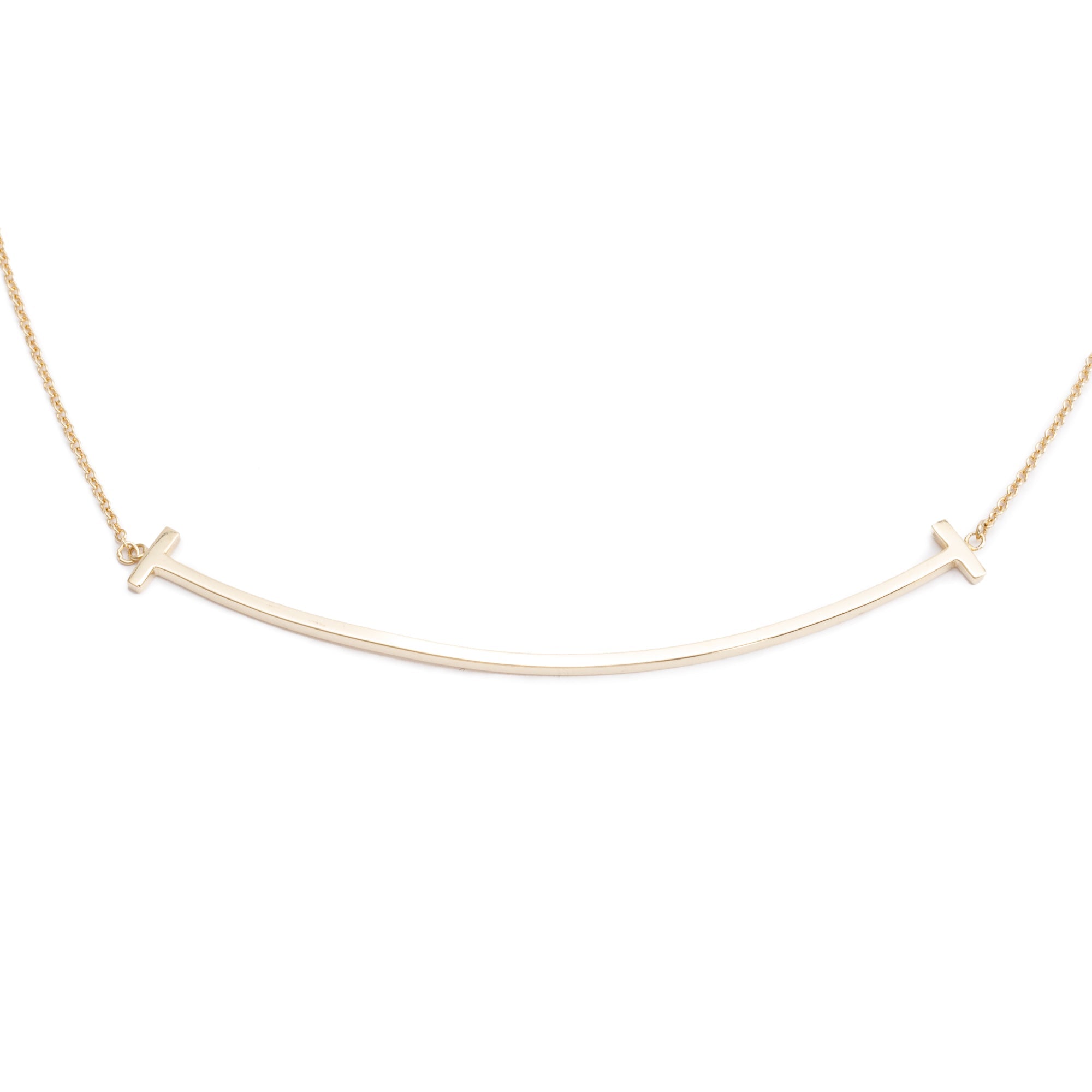 Tiffany & Co. 18k Yellow Gold Large T Smile Pendant Necklace