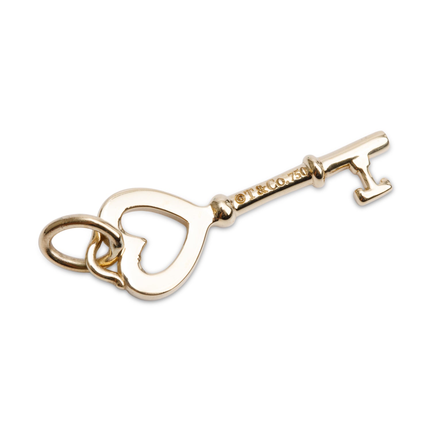 Tiffany & Co. 18k Yellow Gold Mini Heart Key Pendant w/ Box