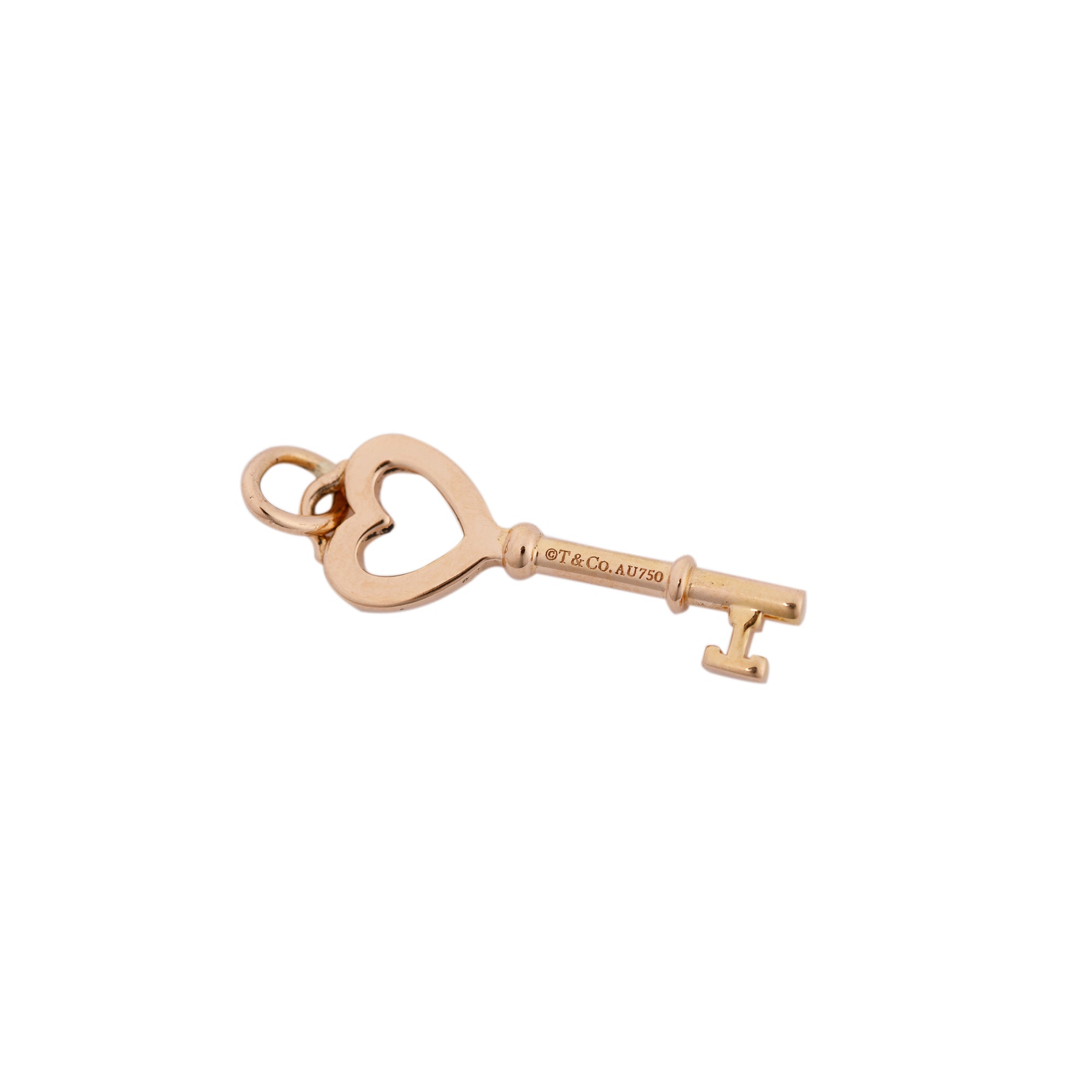 Tiffany & Co. 18k Yellow Gold Mini Heart Key Pendant