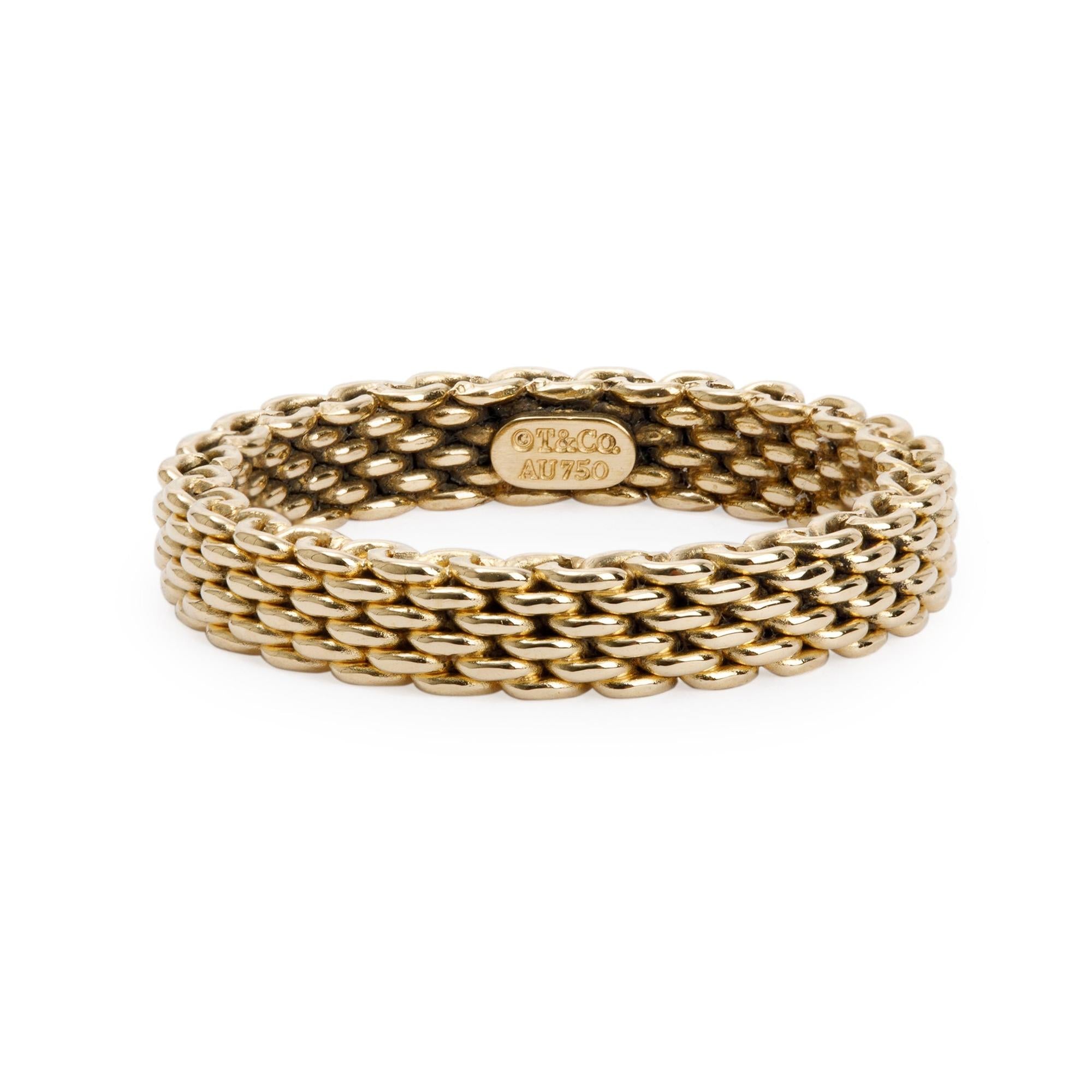 Tiffany & Co. 18k Yellow Gold Narrow Somerset Mesh Ring, Size 6.25