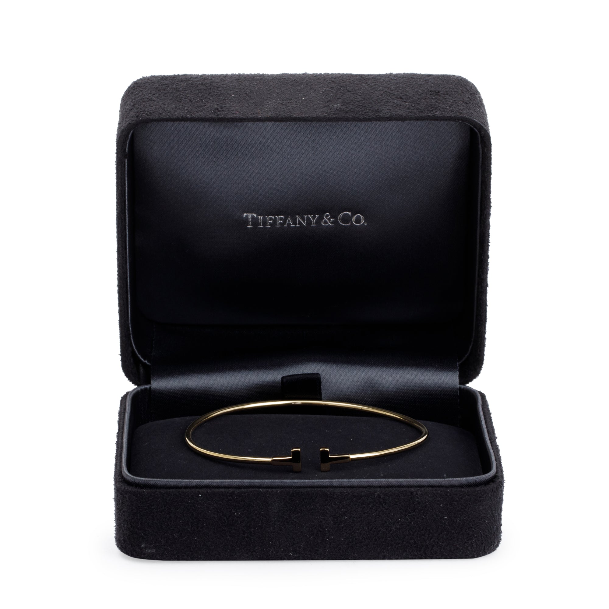 Tiffany & Co. 18k Yellow Gold Narrow T Wire Bracelet w/ Box