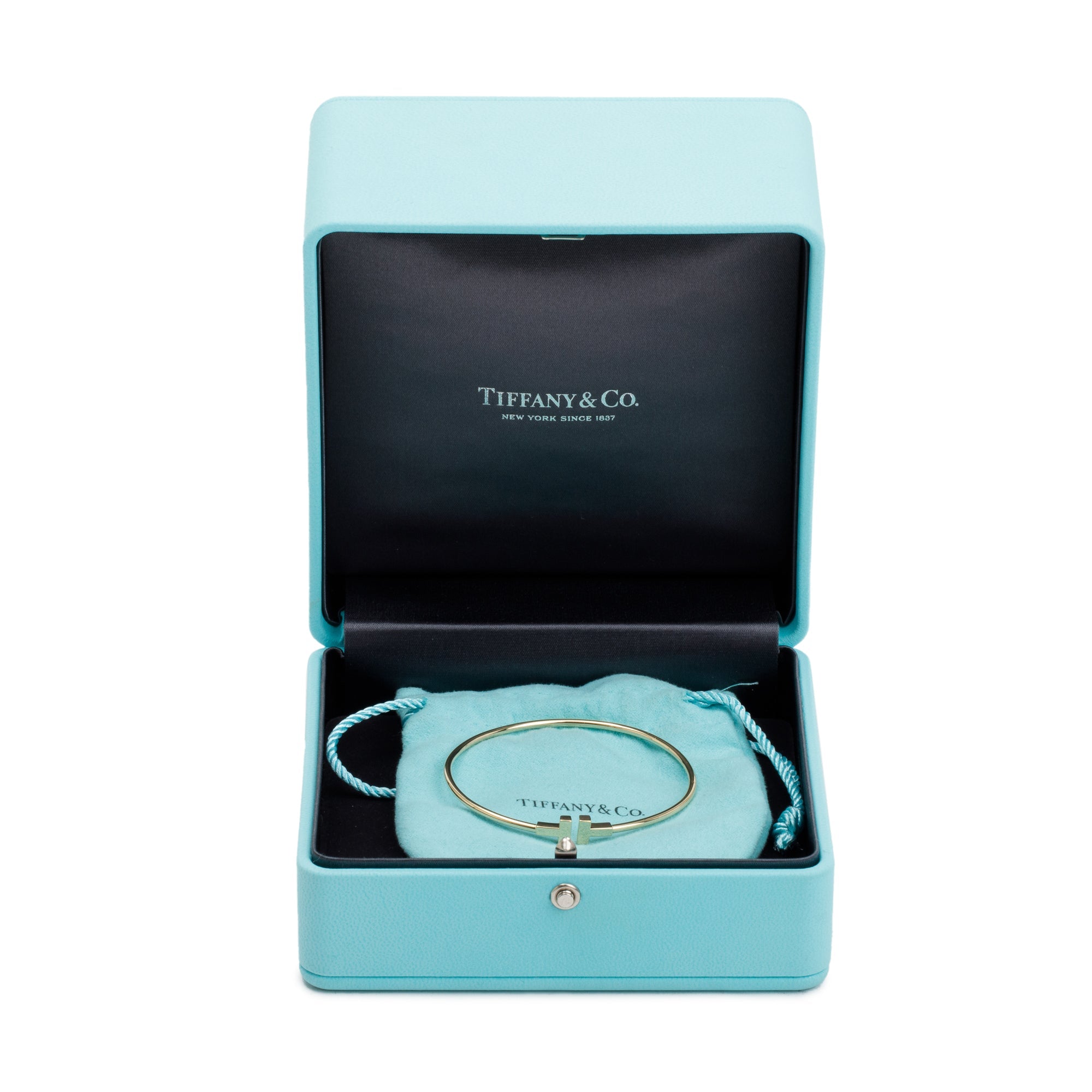 Tiffany & Co. 18k Yellow Gold Narrow T Wire Bracelet w/ Box