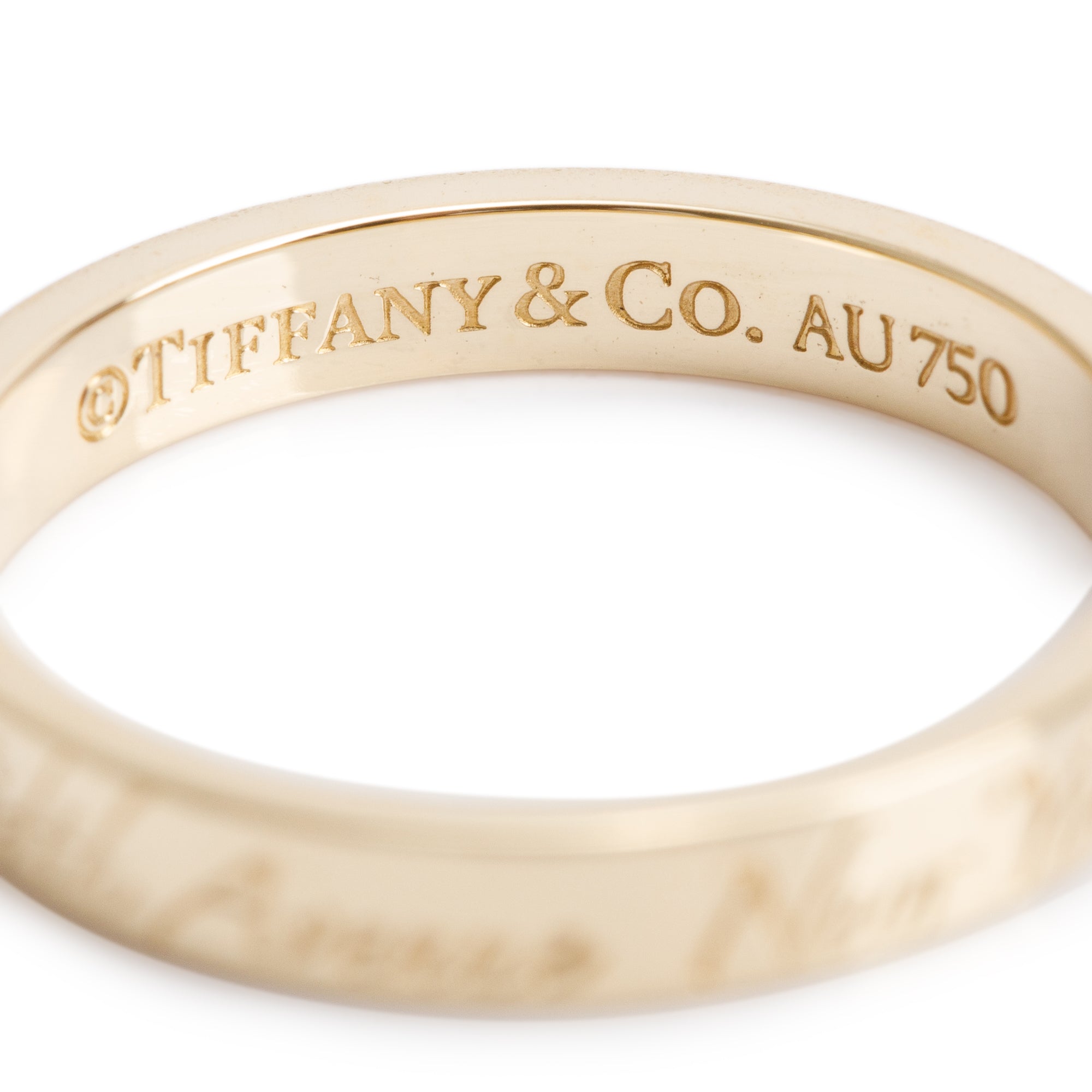 Tiffany & Co. 18k Yellow Gold Notes "Fifth Avenue New York" Narrow Band Ring, Size 5.5