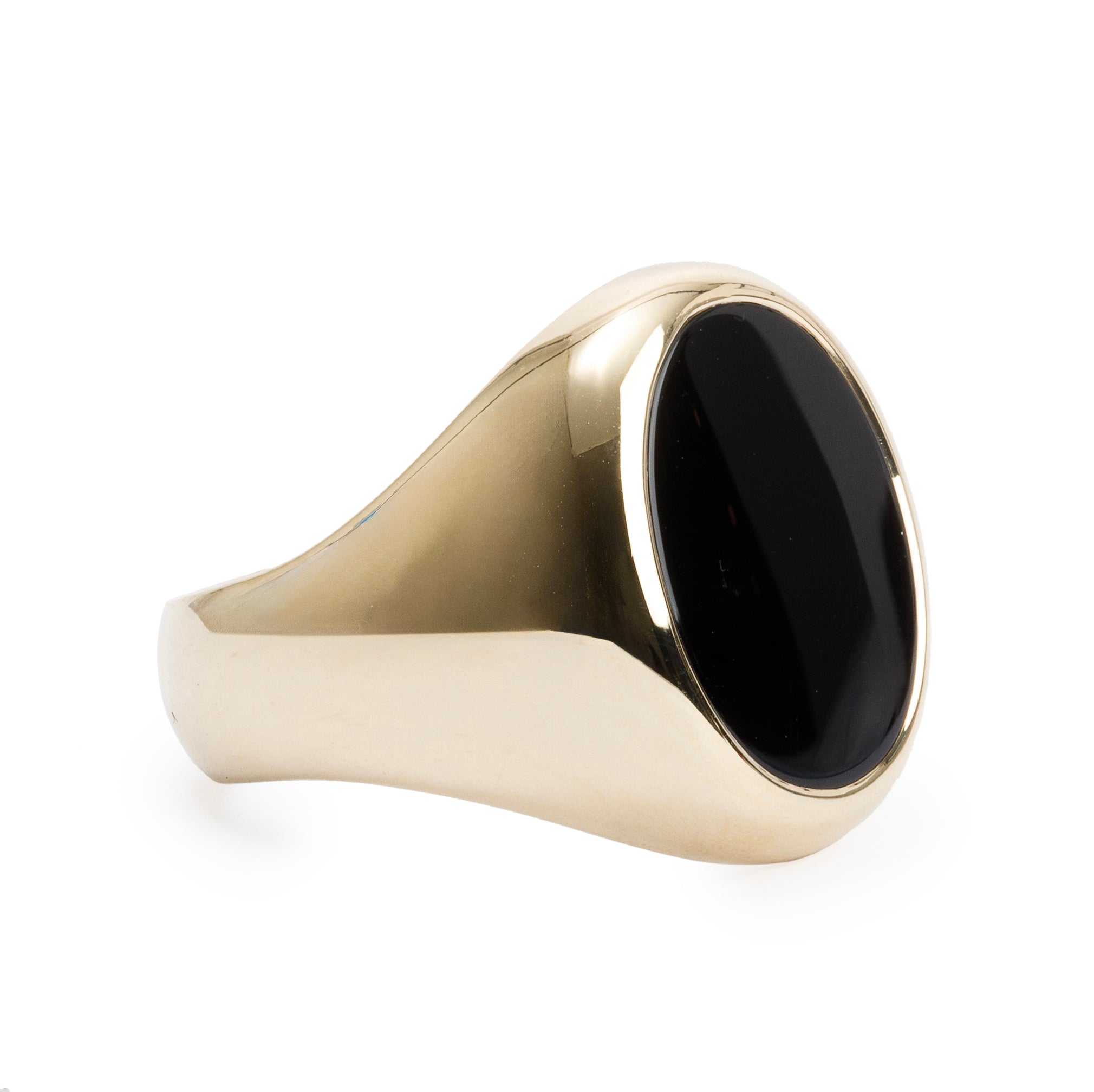 Tiffany & Co. 18k Yellow Gold Onyx Oval Signet Ring, Size 8.25 w/ Box