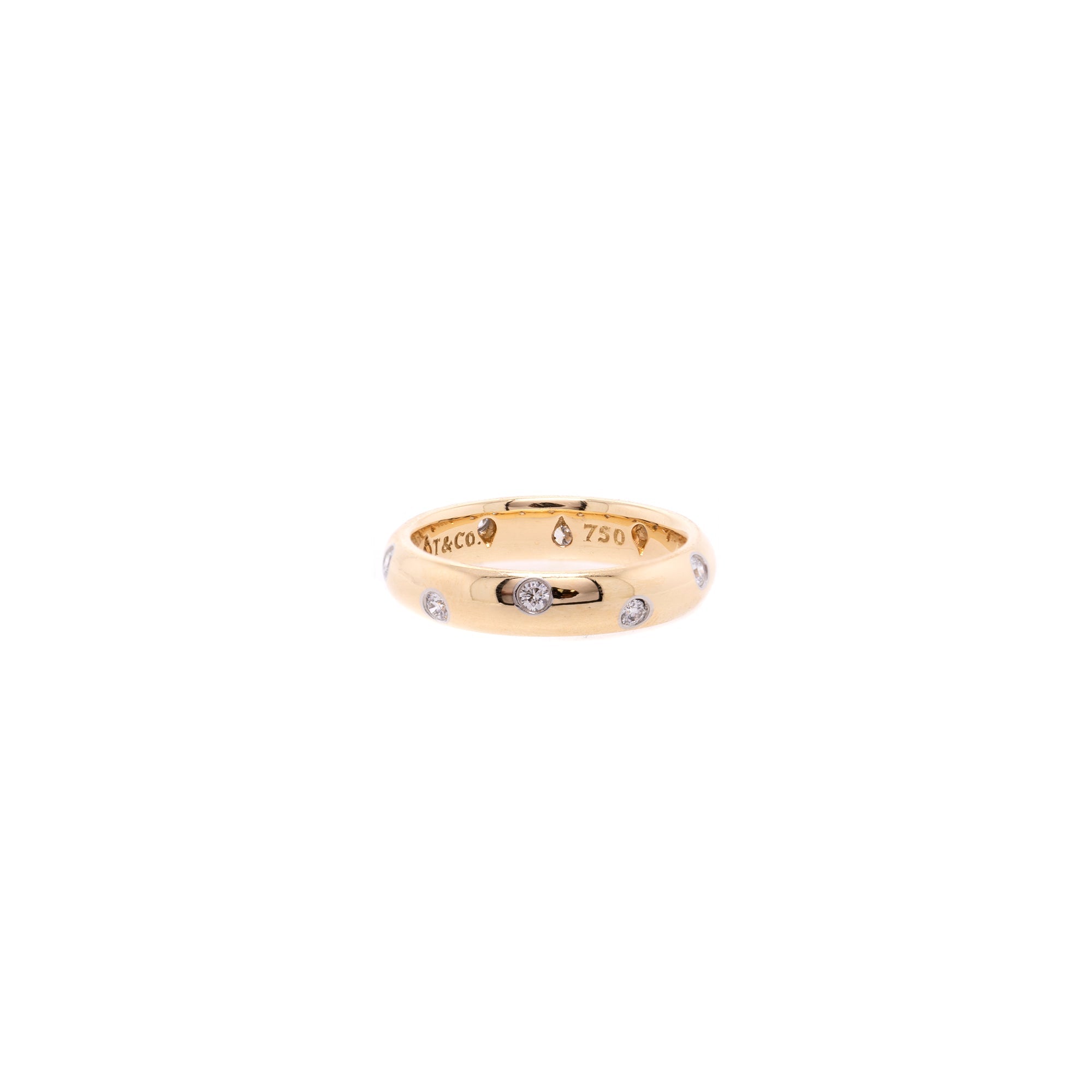 Tiffany & Co. 18k Yellow Gold & Platinum Diamond Etoile 4MM Band Ring