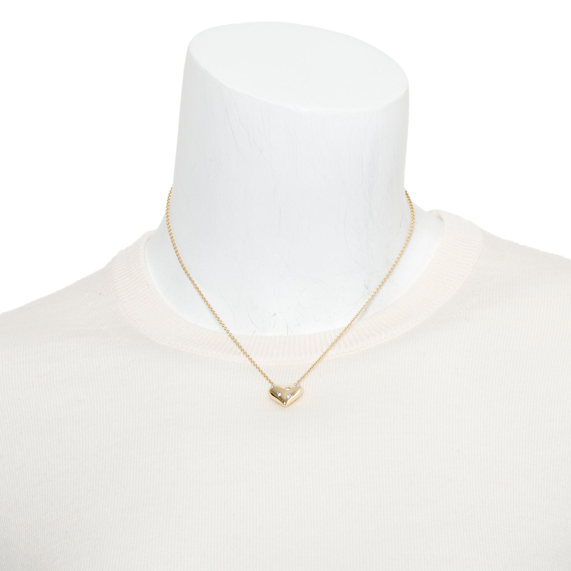 Tiffany & Co. 18k Yellow Gold & Platinum Diamond Etoile Heart Necklace w/ Box