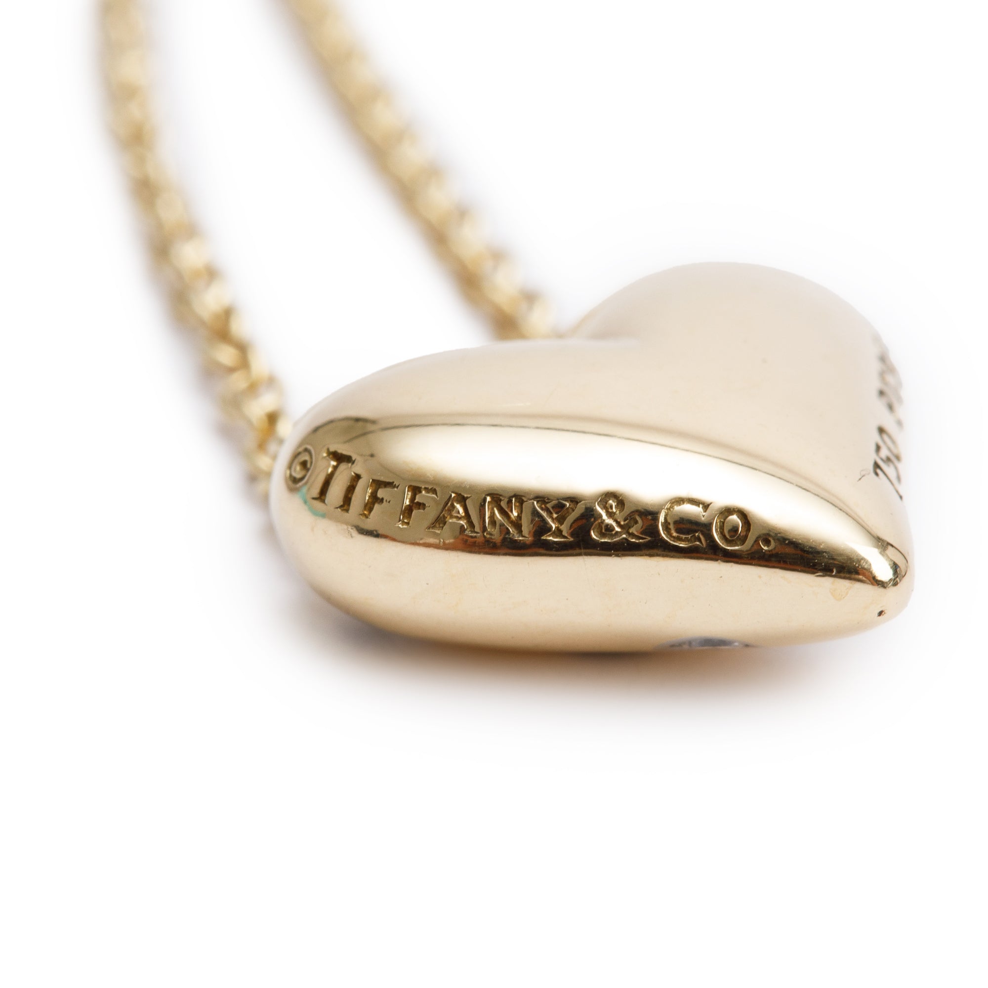 Tiffany & Co. 18k Yellow Gold & Platinum Diamond Etoile Heart Necklace w/ Box