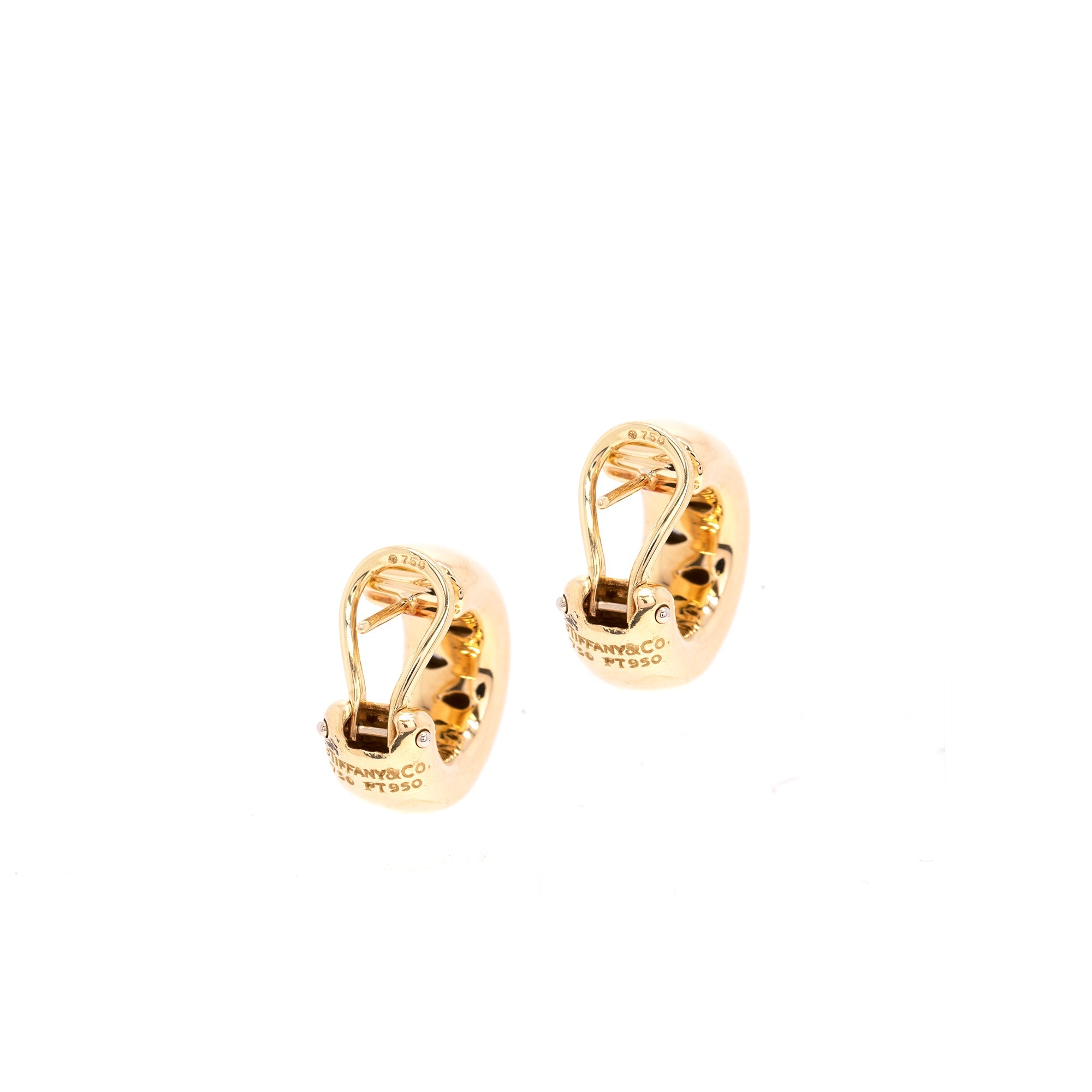 Tiffany & Co. 18k Yellow Gold & Platinum Diamond Etoile Hoop Earrings