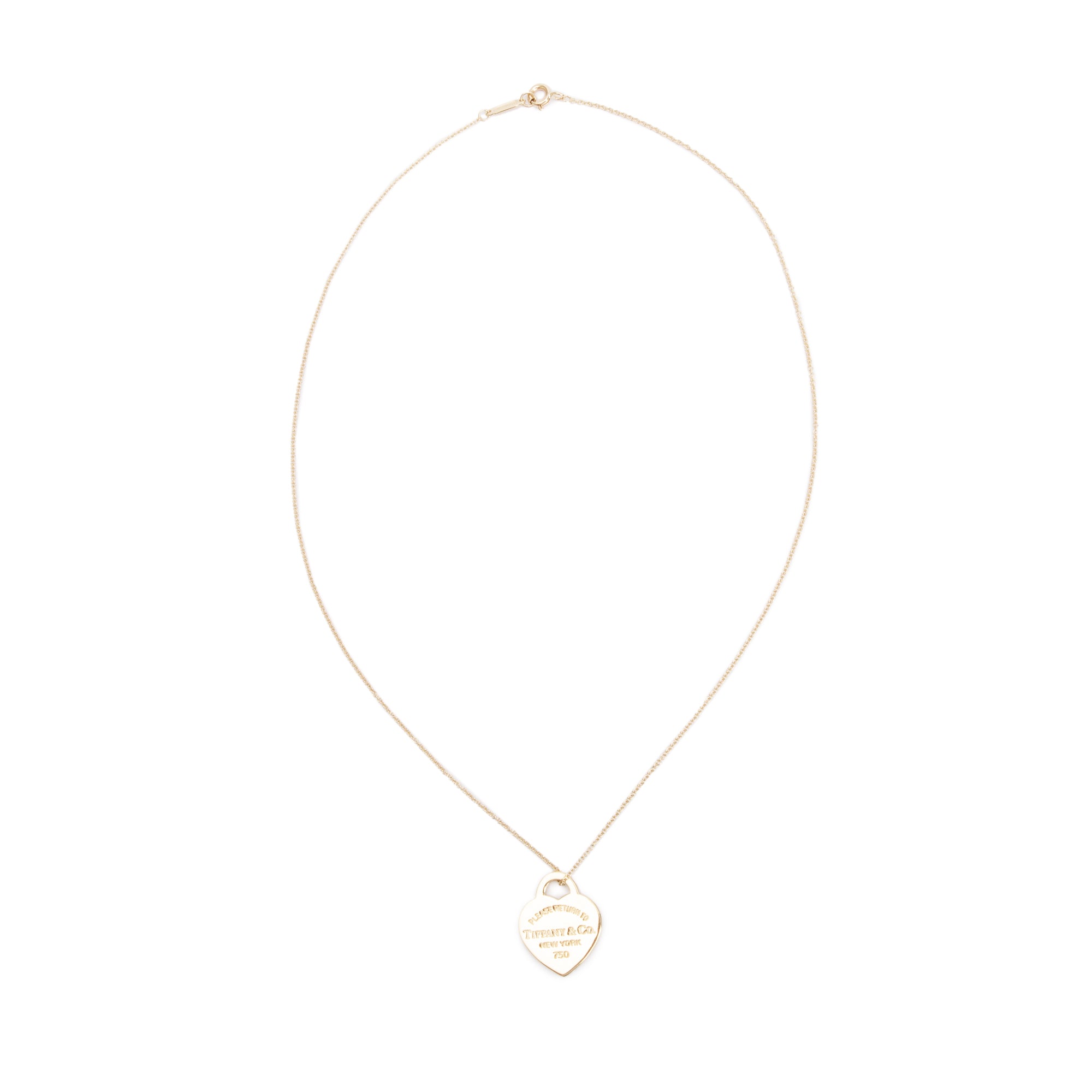 Tiffany & Co. 18k Yellow Gold Return to Tiffany Small Heart Tag Pendant Necklace w/ Box
