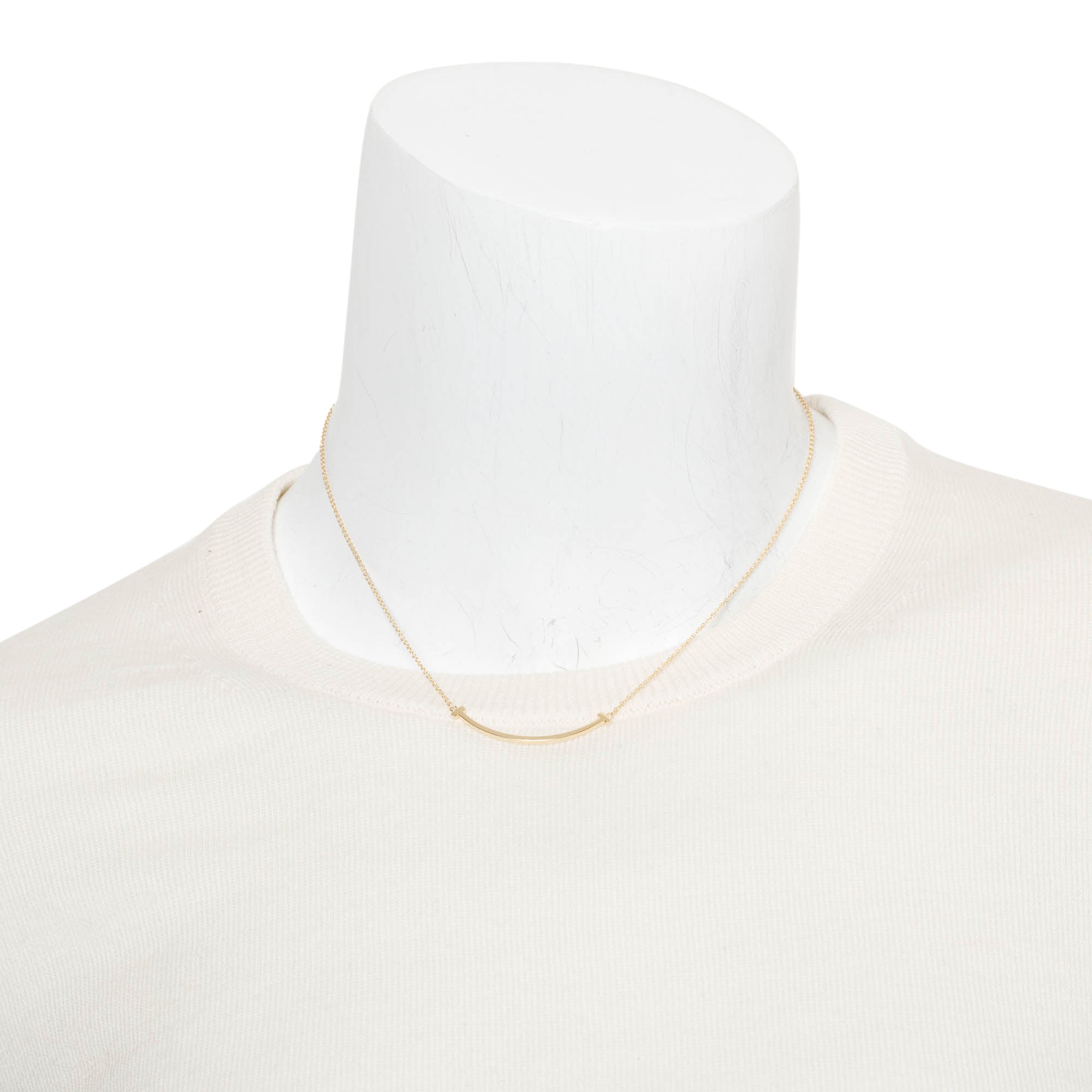 Tiffany & Co. 18k Yellow Gold Small T Smile Pendant Necklace w/ Box