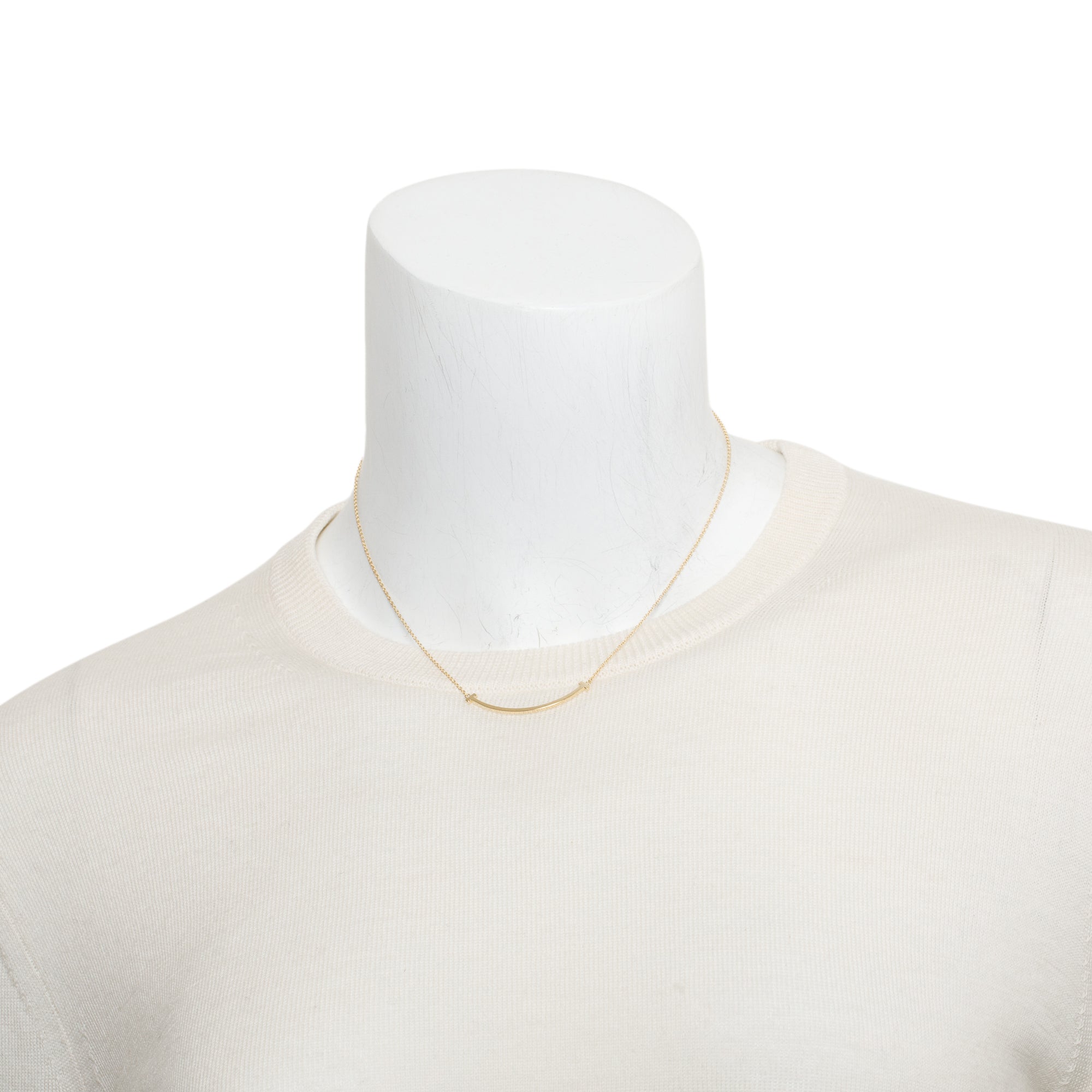 Tiffany & Co. 18k Yellow Gold Small T Smile Pendant Necklace w/ Box