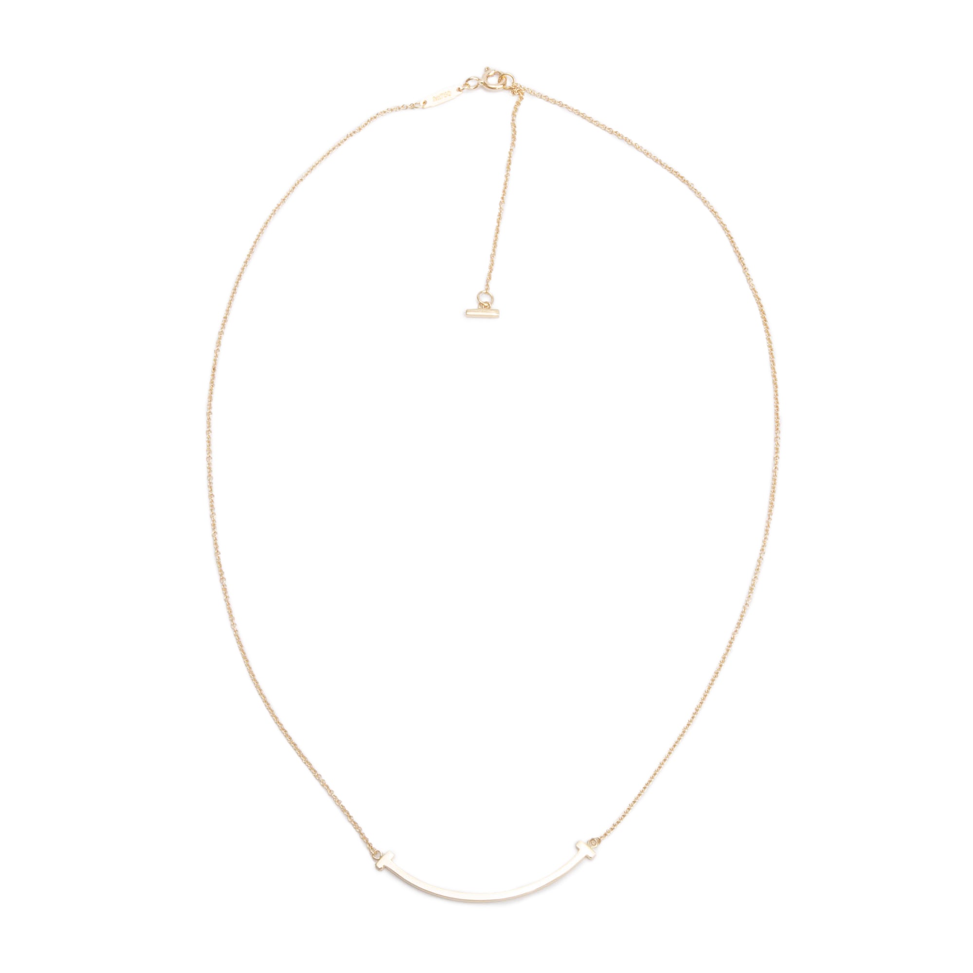 Tiffany & Co. 18k Yellow Gold Small T Smile Pendant Necklace w/ Box