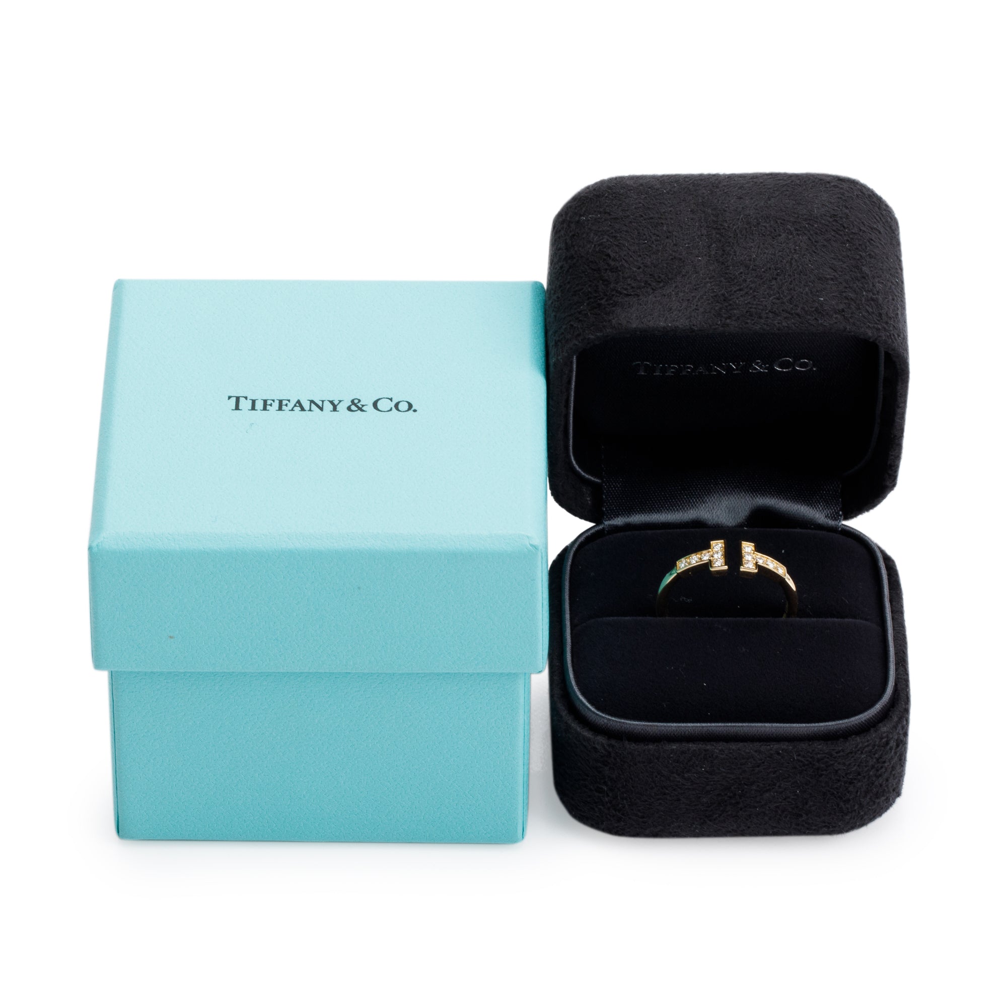 Tiffany & Co. 18k Yellow Gold T Wire Diamond Ring, Size 6 w/ Box