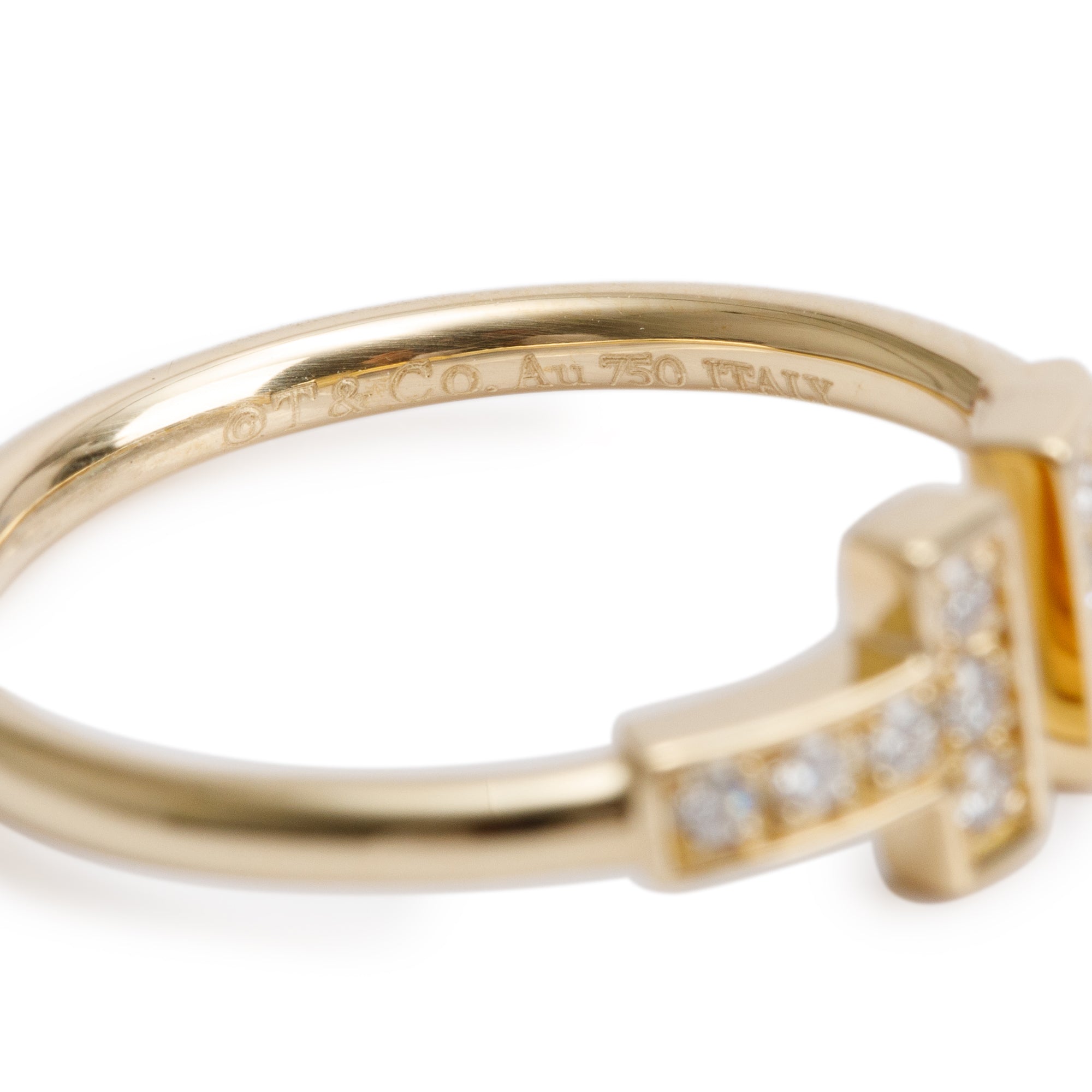 Tiffany & Co. 18k Yellow Gold T Wire Diamond Ring, Size 6 w/ Box