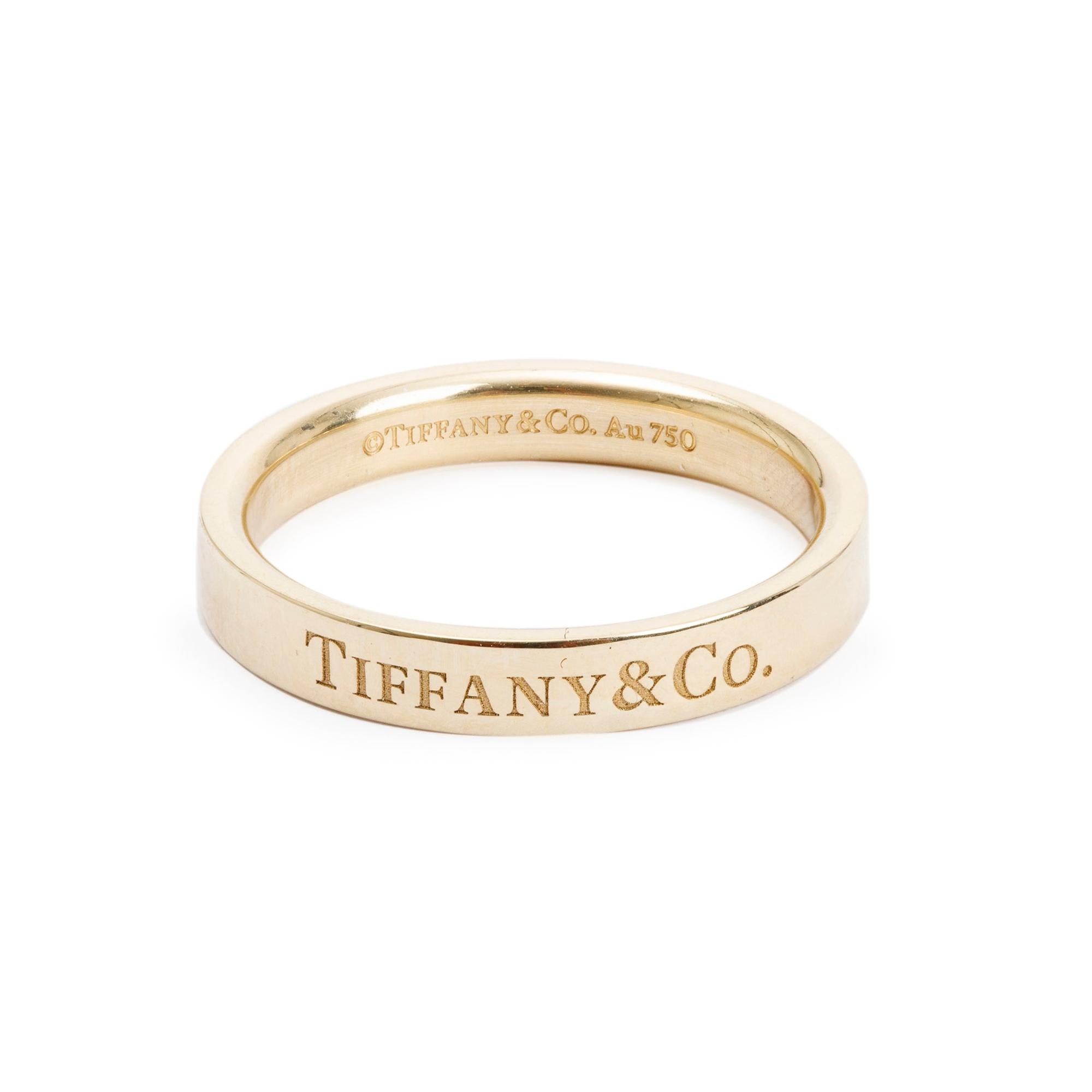 Tiffany & Co. 18k Yellow Gold 'Tiffany & Co.' 3 MM Band Ring, Size 5.75
