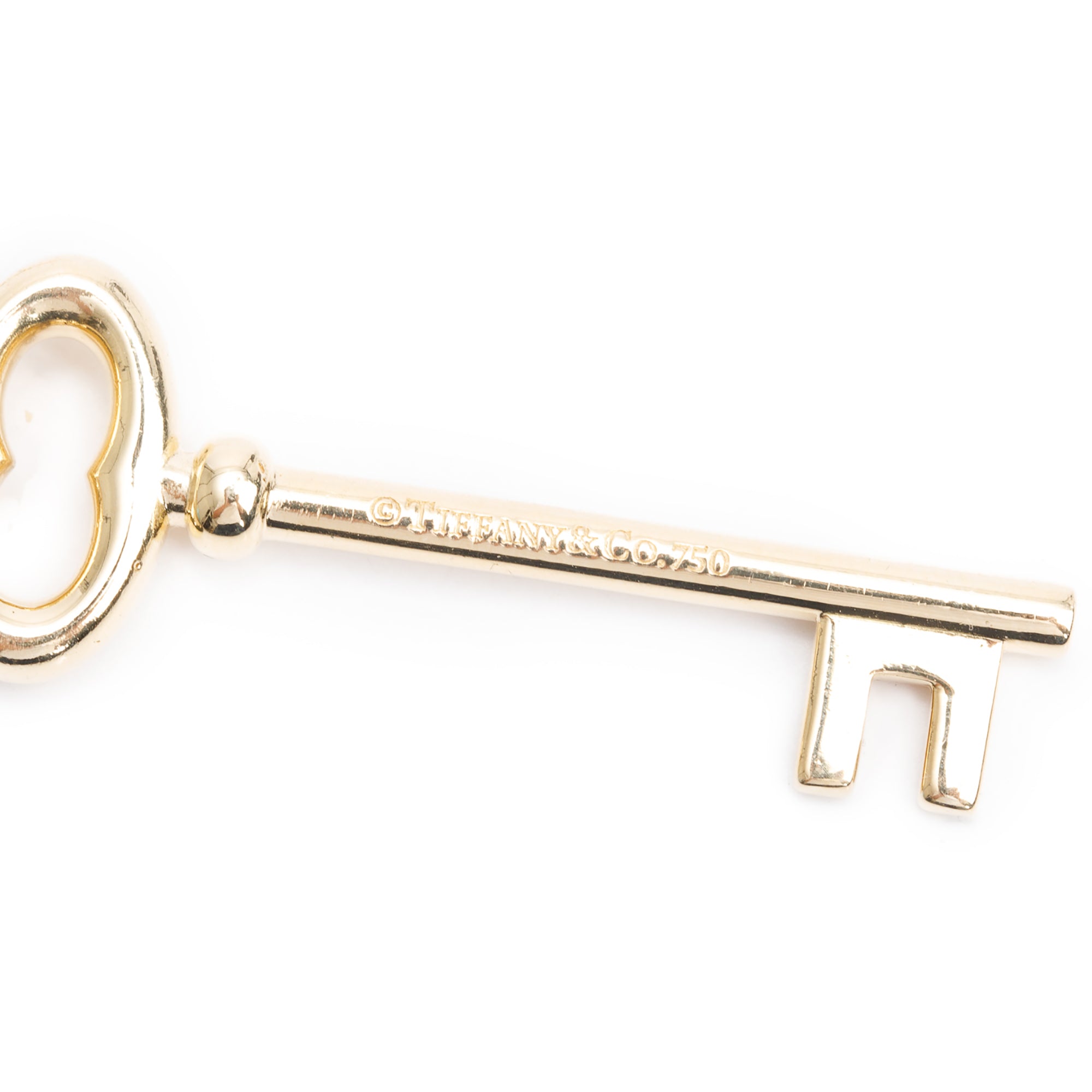 Tiffany & Co. 18k Yellow Gold Vintage Oval Key Pendant Necklace w/ Box