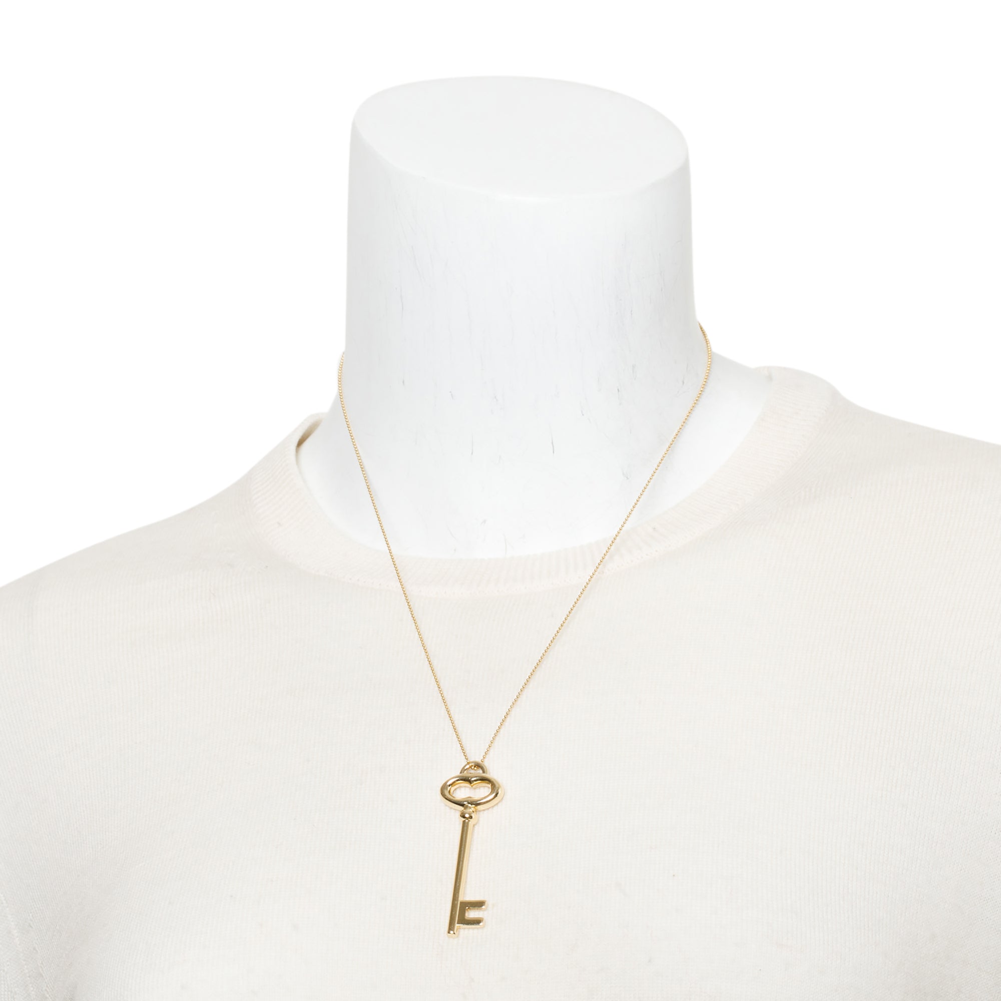 Tiffany & Co. 18k Yellow Gold Vintage Oval Key Pendant Necklace w/ Box