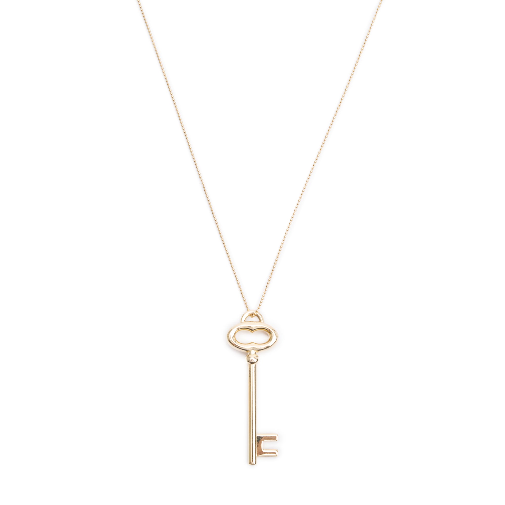 Tiffany & Co. 18k Yellow Gold Vintage Oval Key Pendant Necklace w/ Box