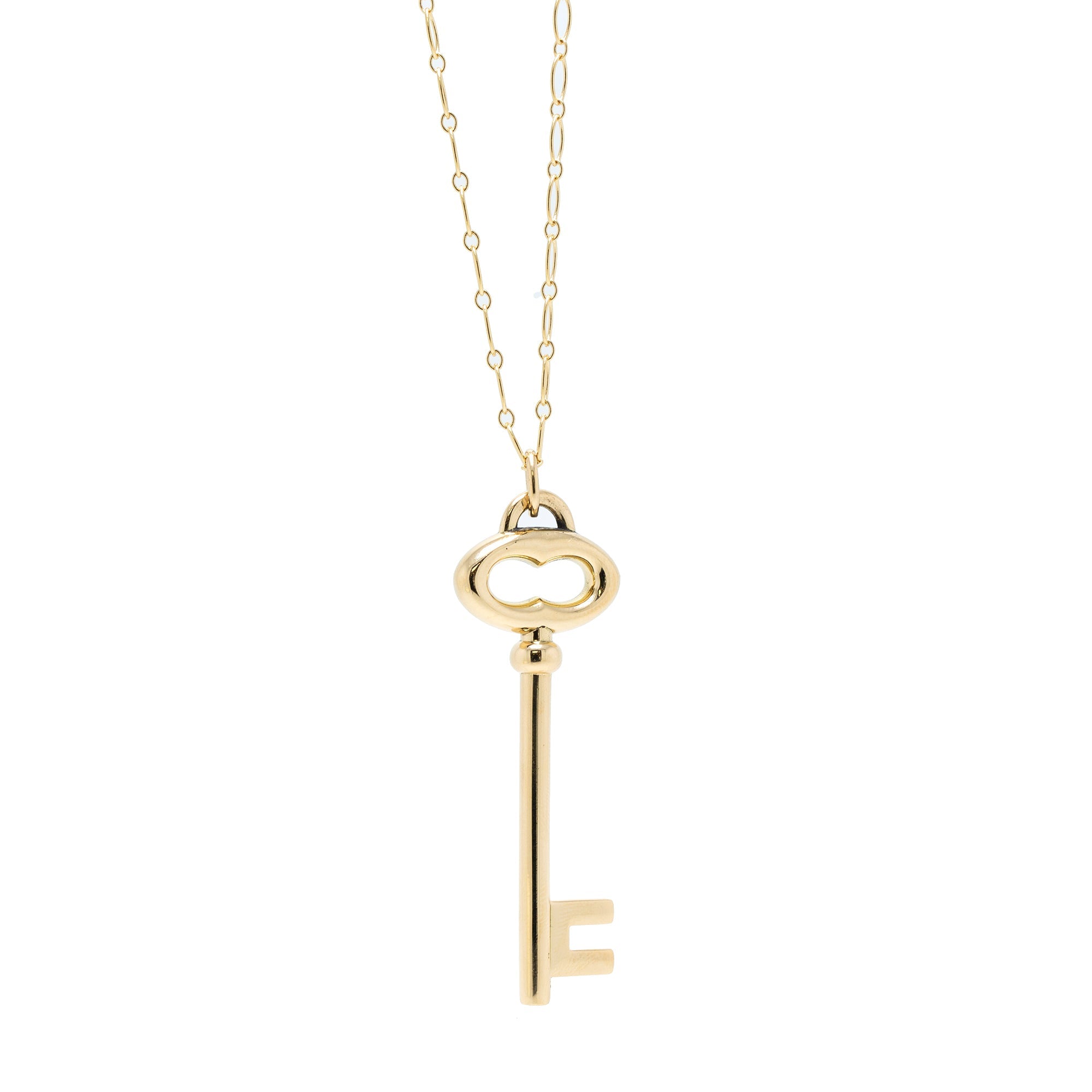 Tiffany & Co. 18k Yellow Gold Vintage Oval Key Pendant Necklace