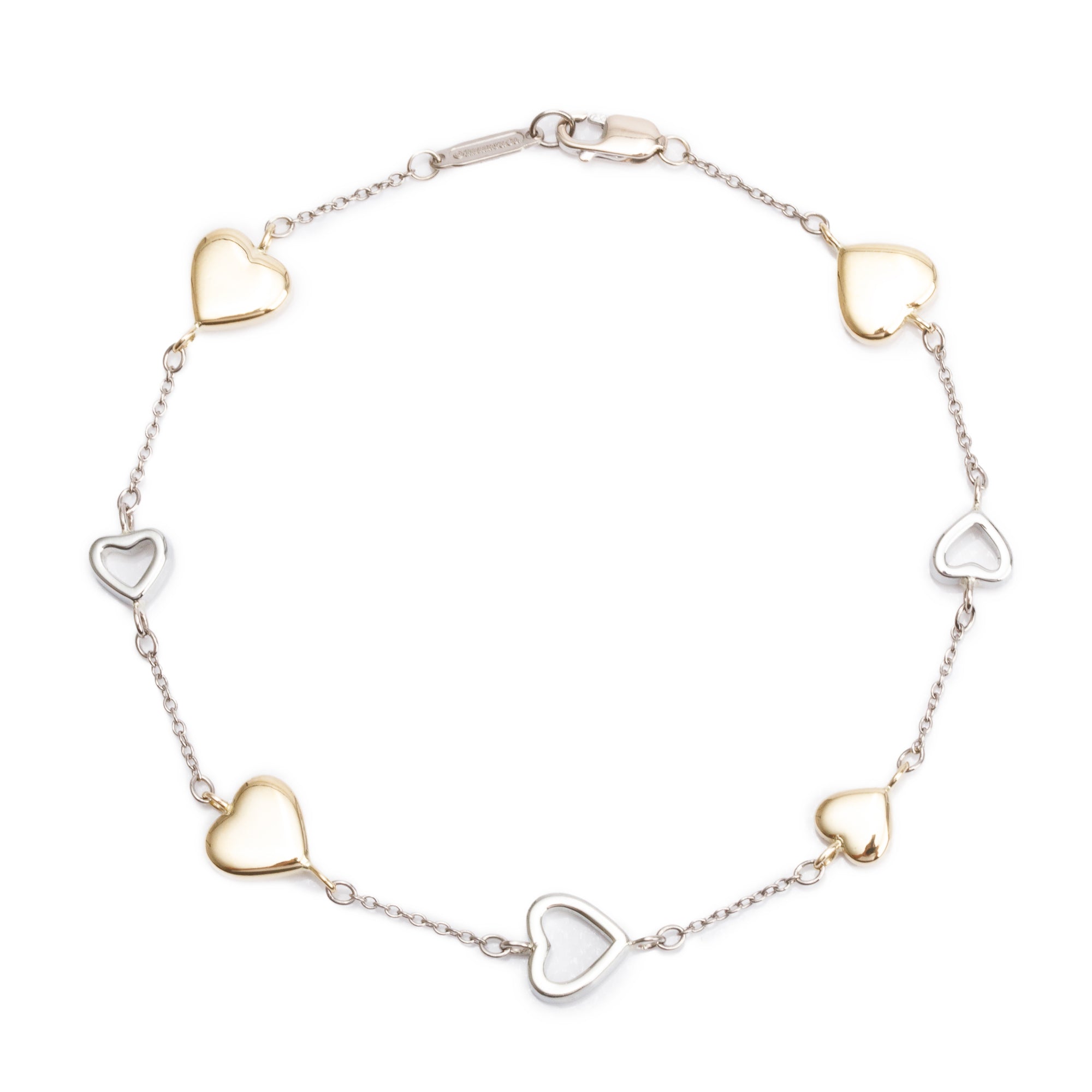 Tiffany & Co. 18k Yellow & White Gold Heart Station Bracelet