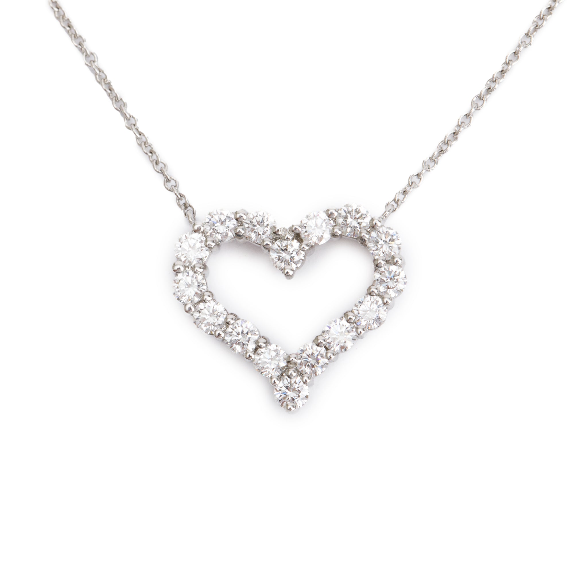Tiffany & Co. 1.32 tcw. Platinum Diamond Heart Station Necklace w/ Box
