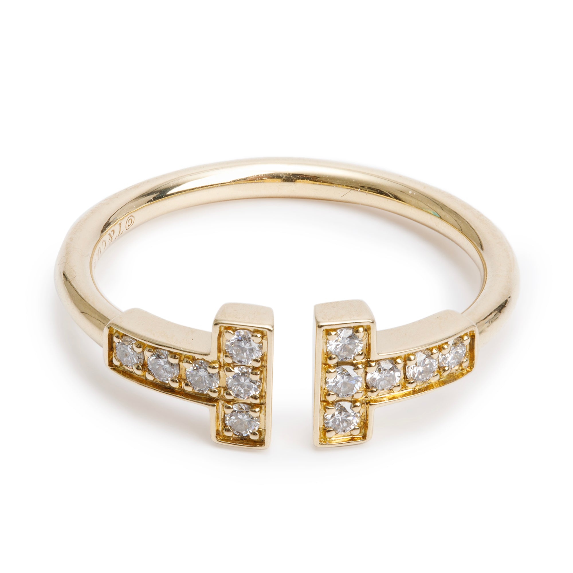 Tiffany & Co. 2024 18k Yellow Gold T Wire Diamond Ring, Size 5 w/ Box & Receipt