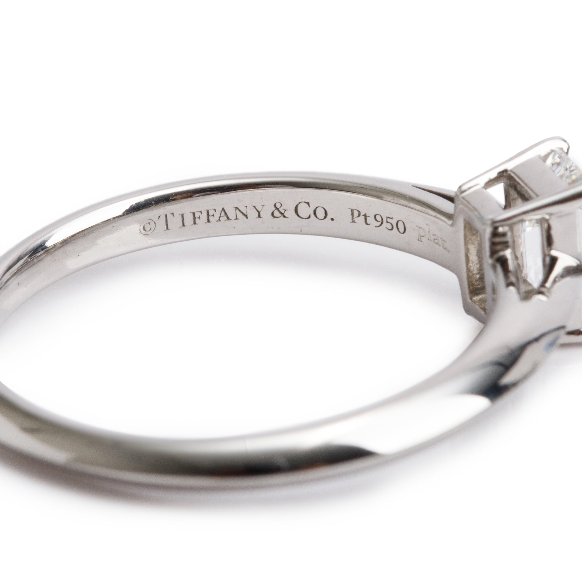 Tiffany & Co. 2024 Platinum Emerald Cut 0.56 ct. Diamond Solitaire Engagement Ring w/ Box & Papers