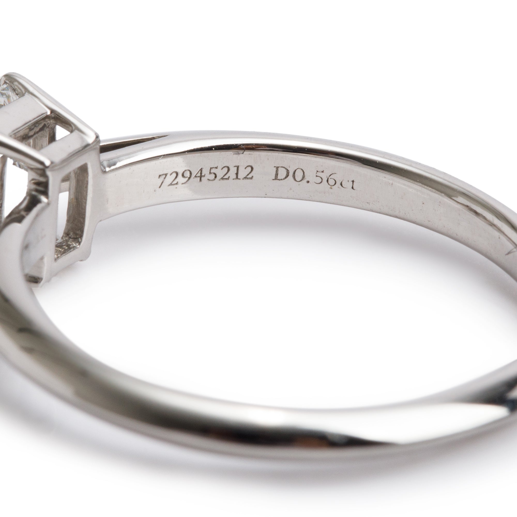 Tiffany & Co. 2024 Platinum Emerald Cut 0.56 ct. Diamond Solitaire Engagement Ring w/ Box & Papers