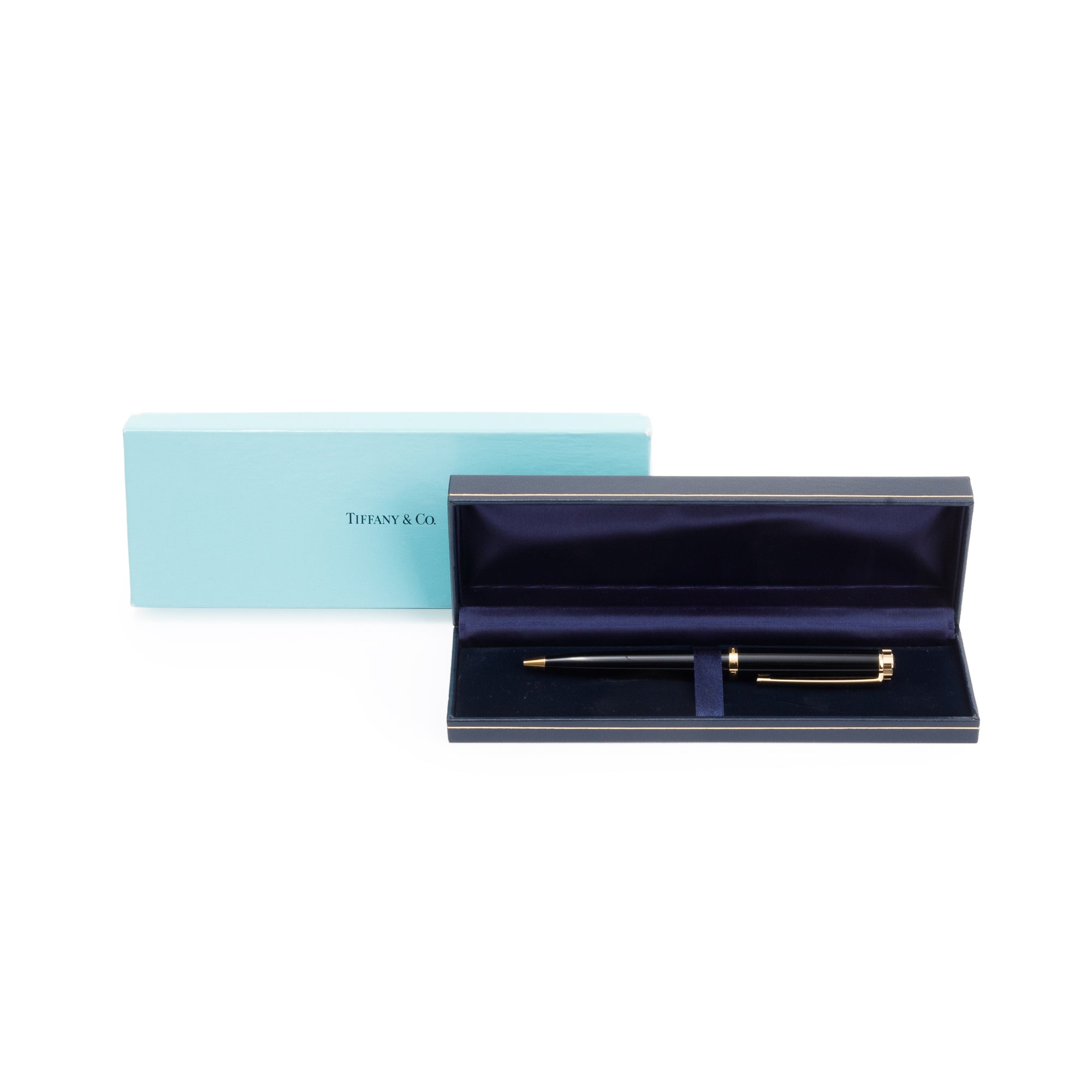 Tiffany & Co. Black Lacquer Atlas Ballpoint Pen w/ Box