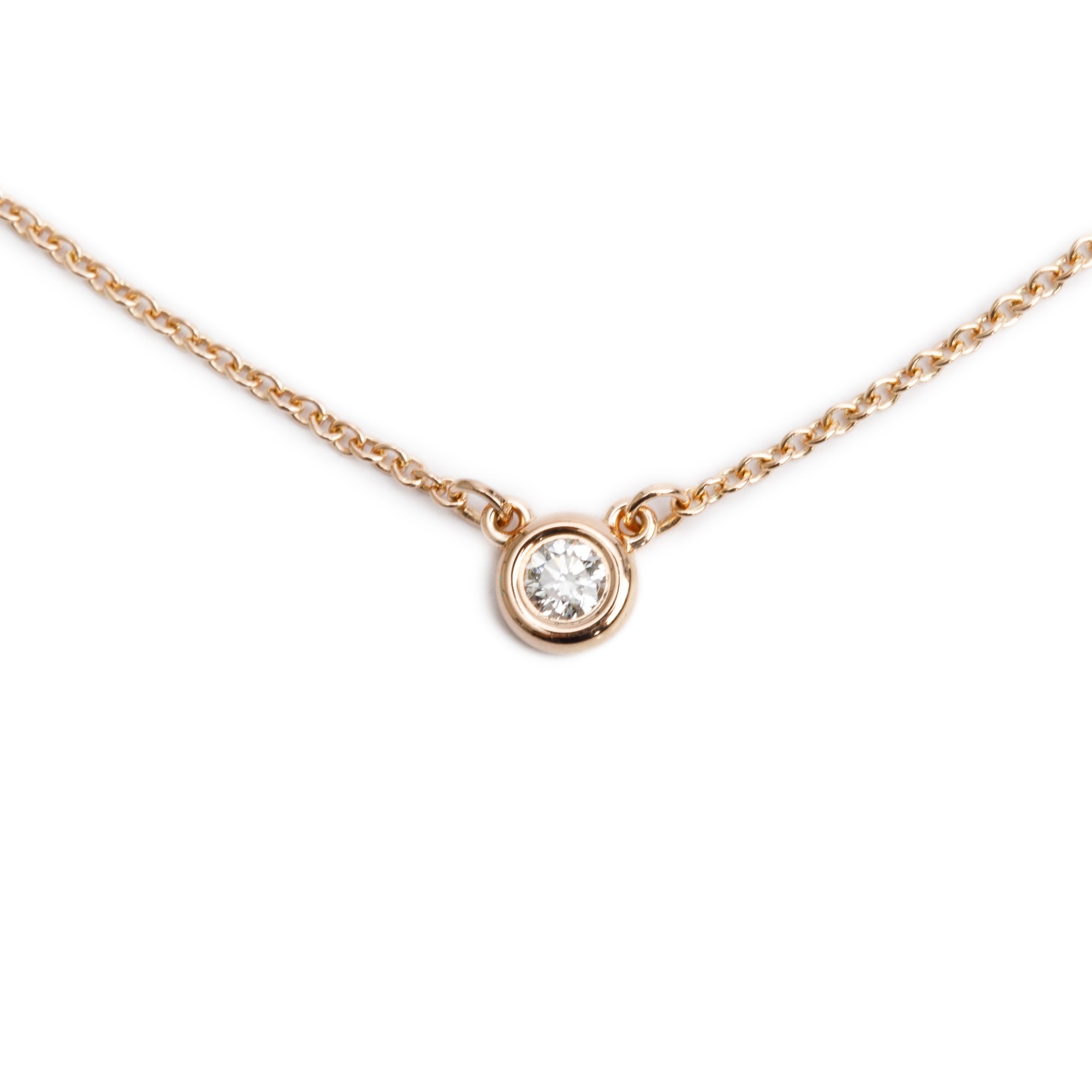 Tiffany & Co. Elsa Peretti 18k Rose Gold 0.07 ct. Diamonds by the Yard Pendant Necklace w/ Box & Receipt