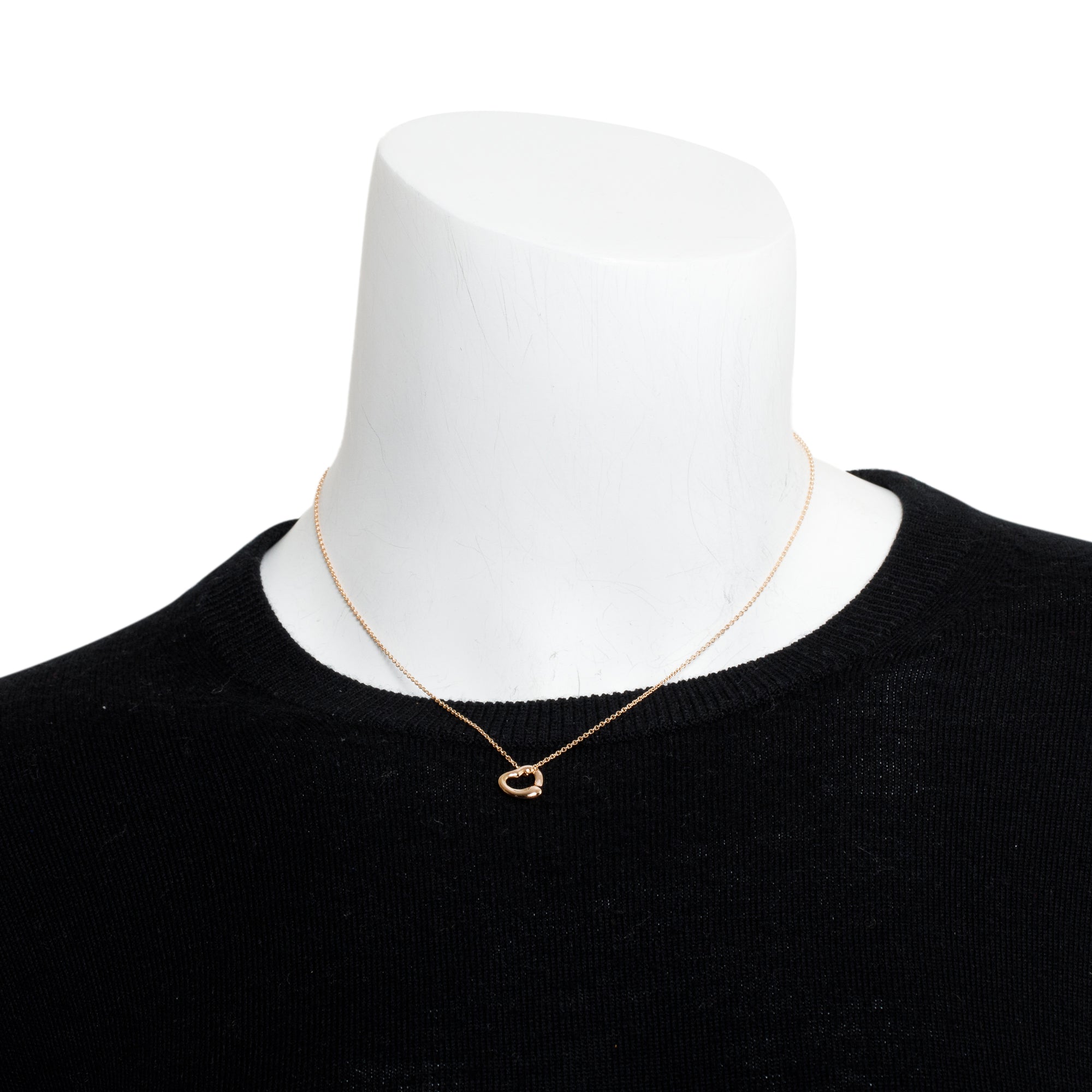 Tiffany & Co. Elsa Peretti 18k Rose Gold 11 MM Open Heart Pendant Necklace