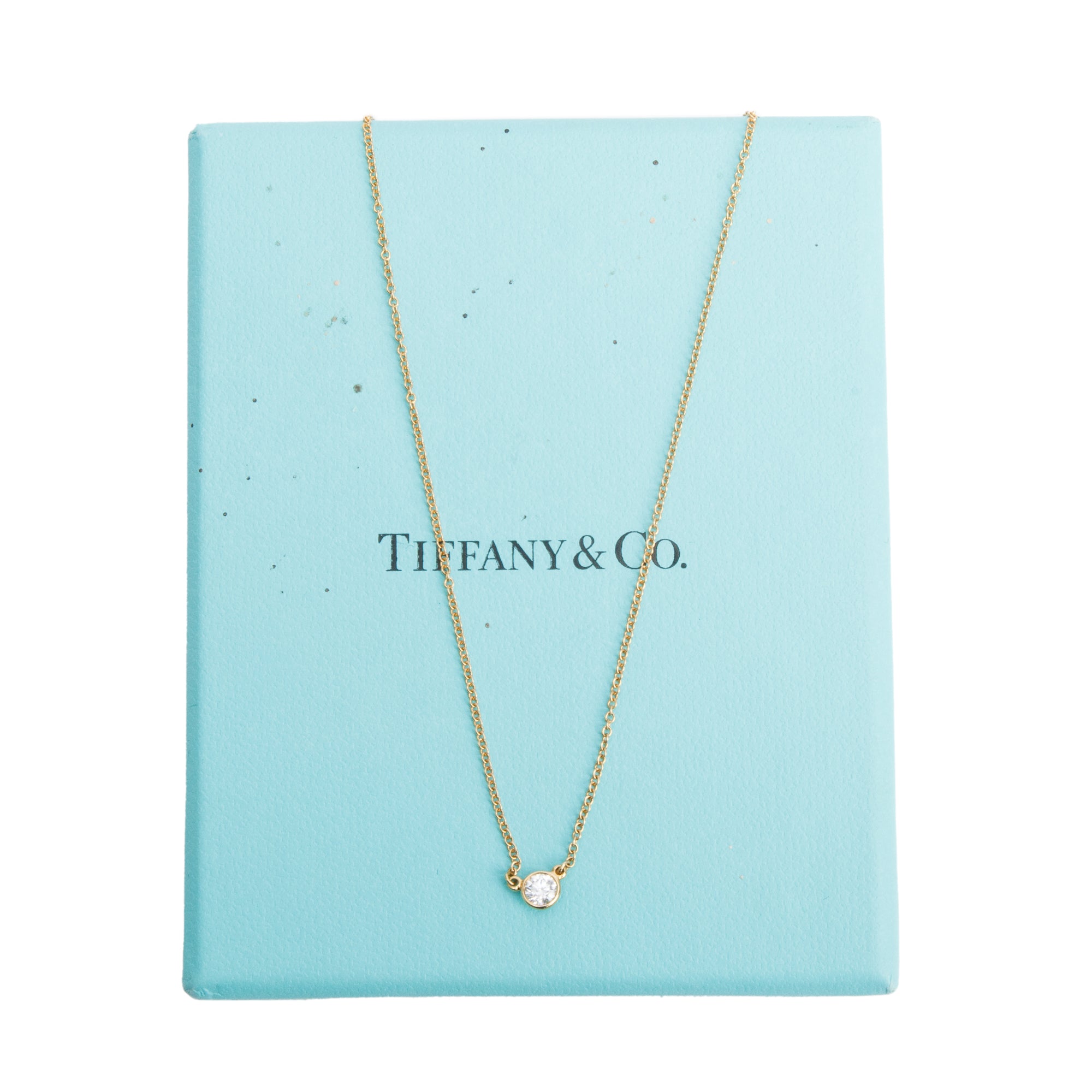 Tiffany & Co. Elsa Peretti 18k Yellow Gold 0.17 ct. Diamonds by the Yard Pendant Necklace w/ Box