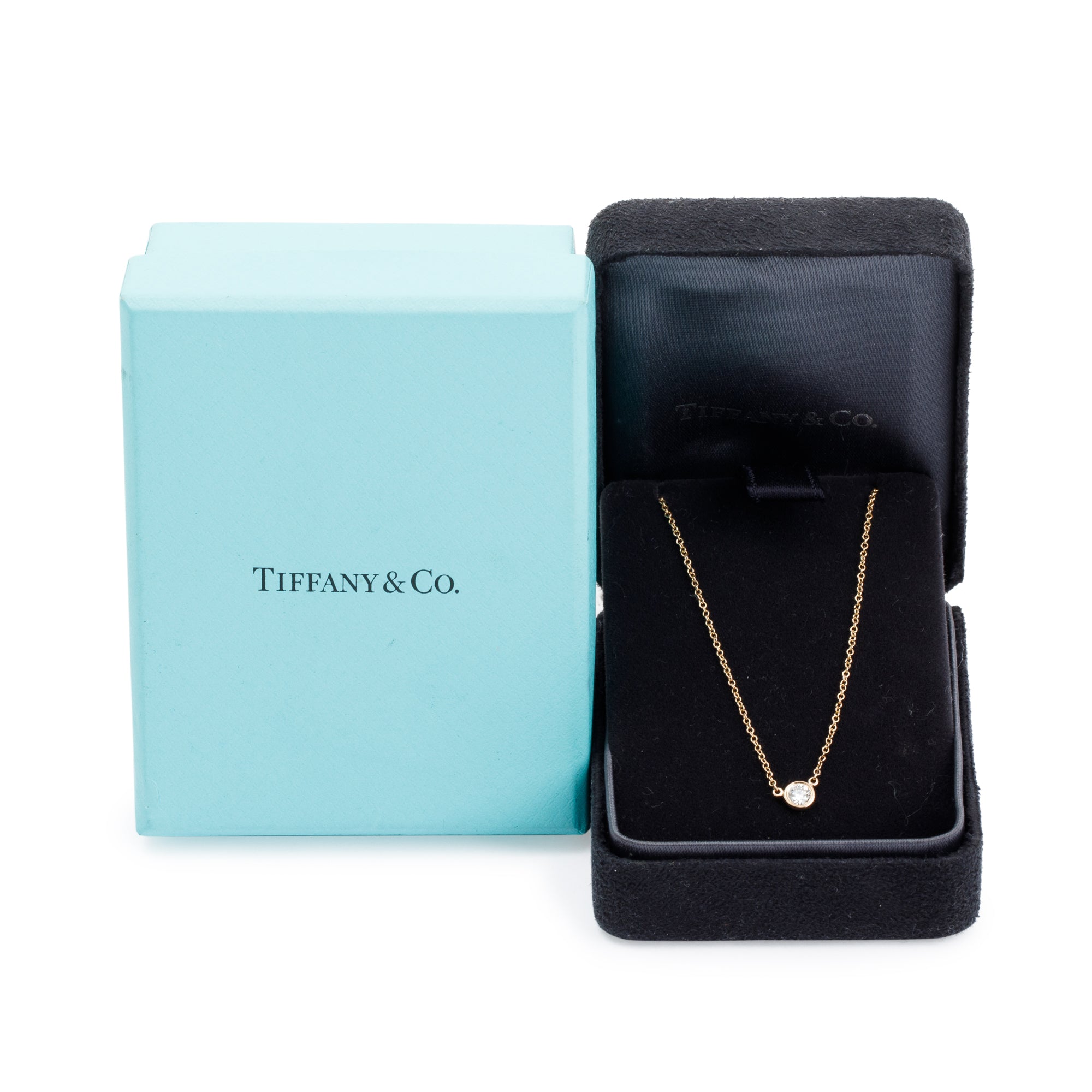 Tiffany & Co. Elsa Peretti 18k Yellow Gold 0.17 ct. Diamonds by the Yard Pendant Necklace w/ Box