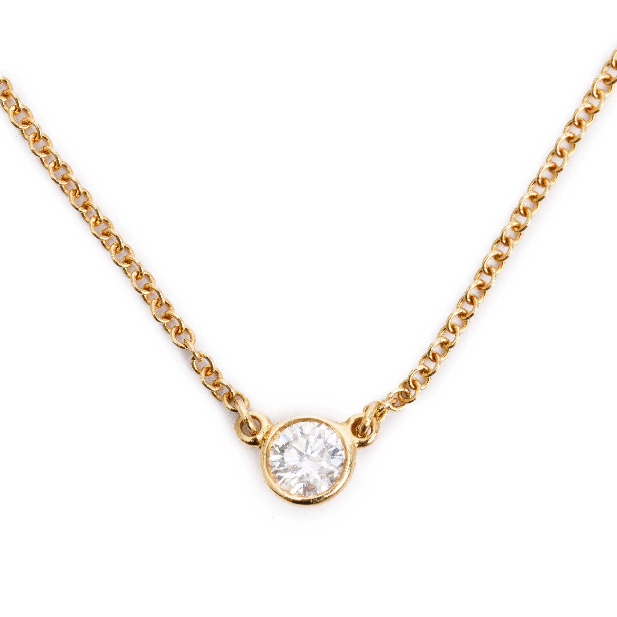 Tiffany & Co. Elsa Peretti 18k Yellow Gold 0.17 ct. Diamonds by the Yard Pendant Necklace w/ Box