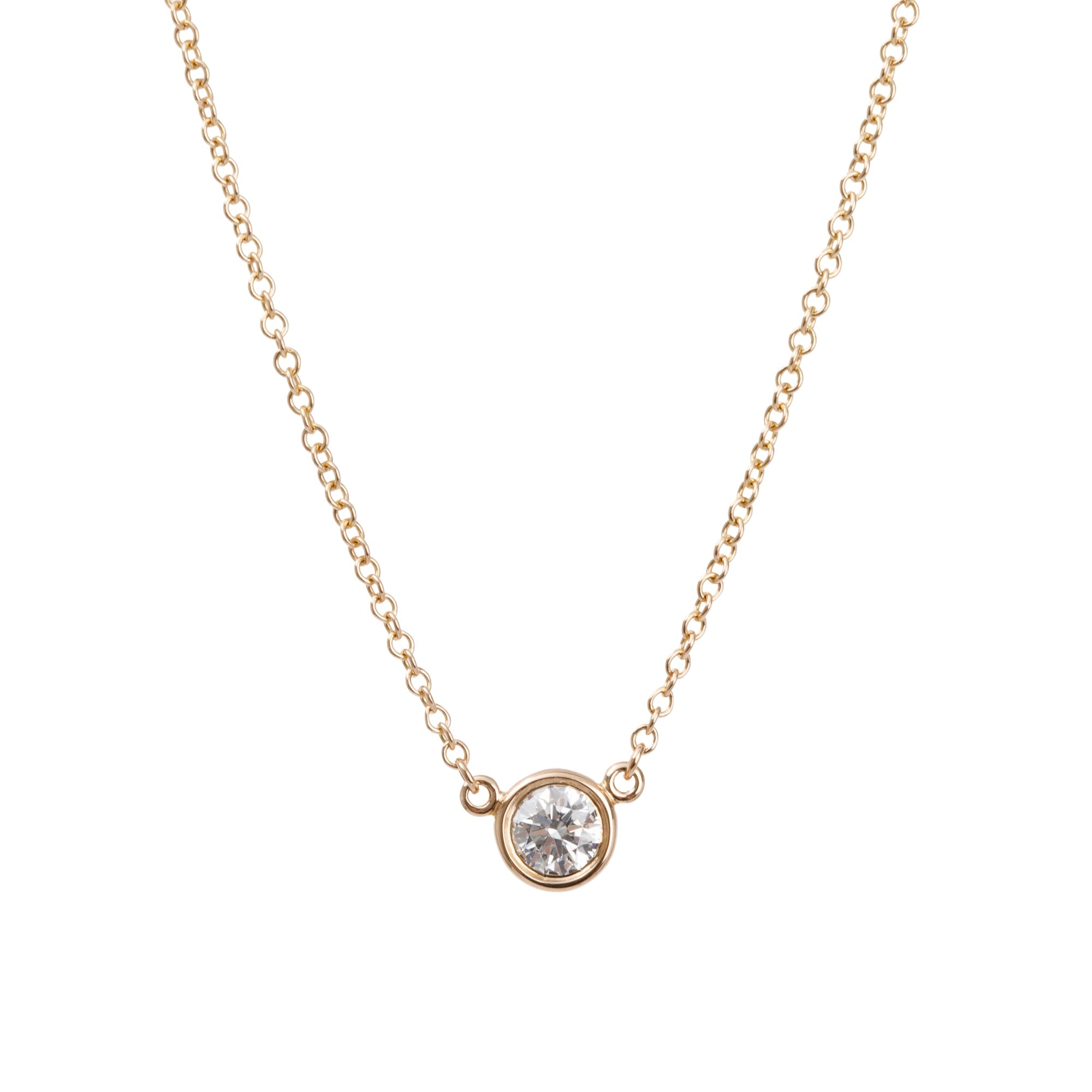 Tiffany & Co. Elsa Peretti 18k Yellow Gold 0.17 ct. Diamonds by the Yard Pendant Necklace w/ Box