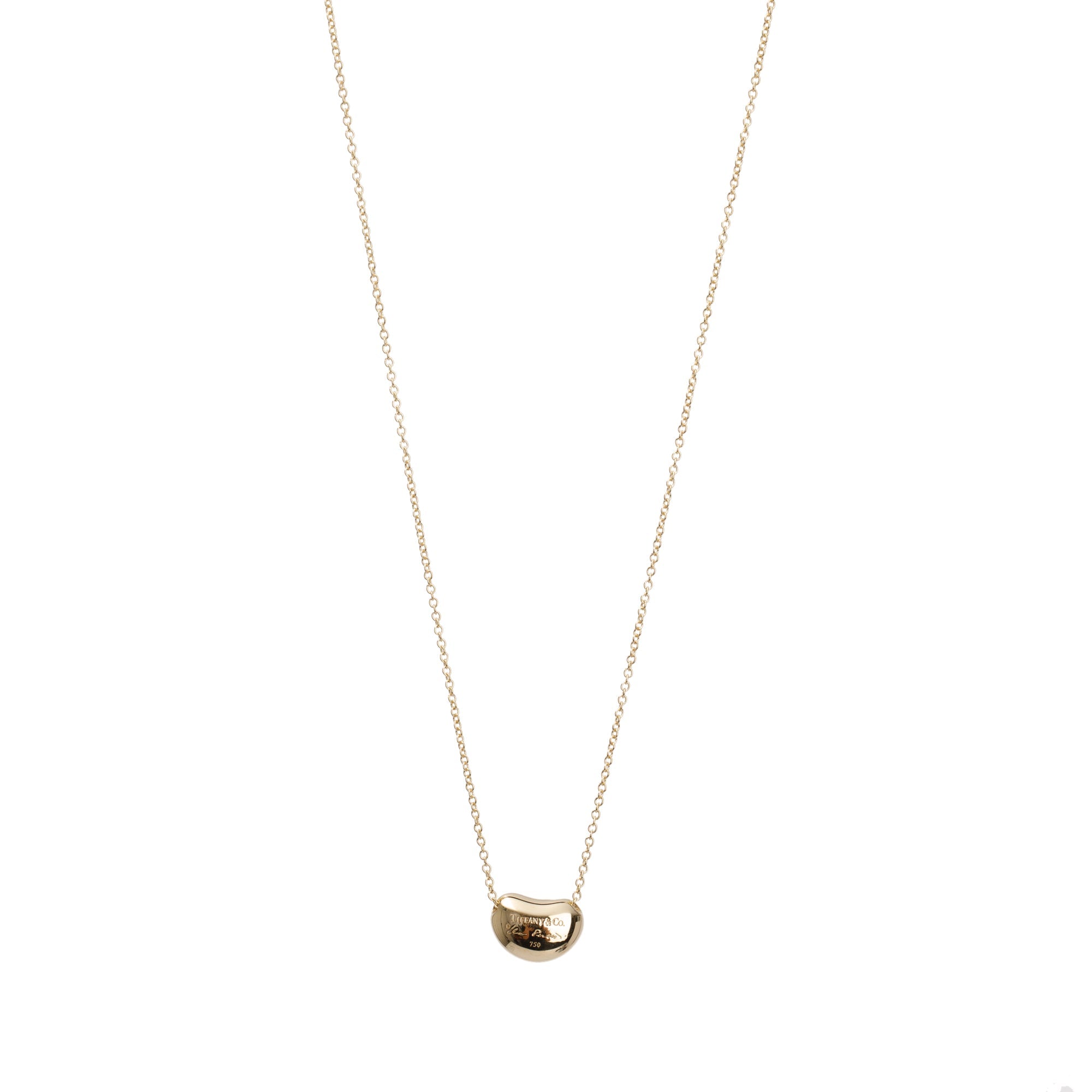 Tiffany & Co. Elsa Peretti 18k Yellow Gold 11 MM Bean Pendant Necklace
