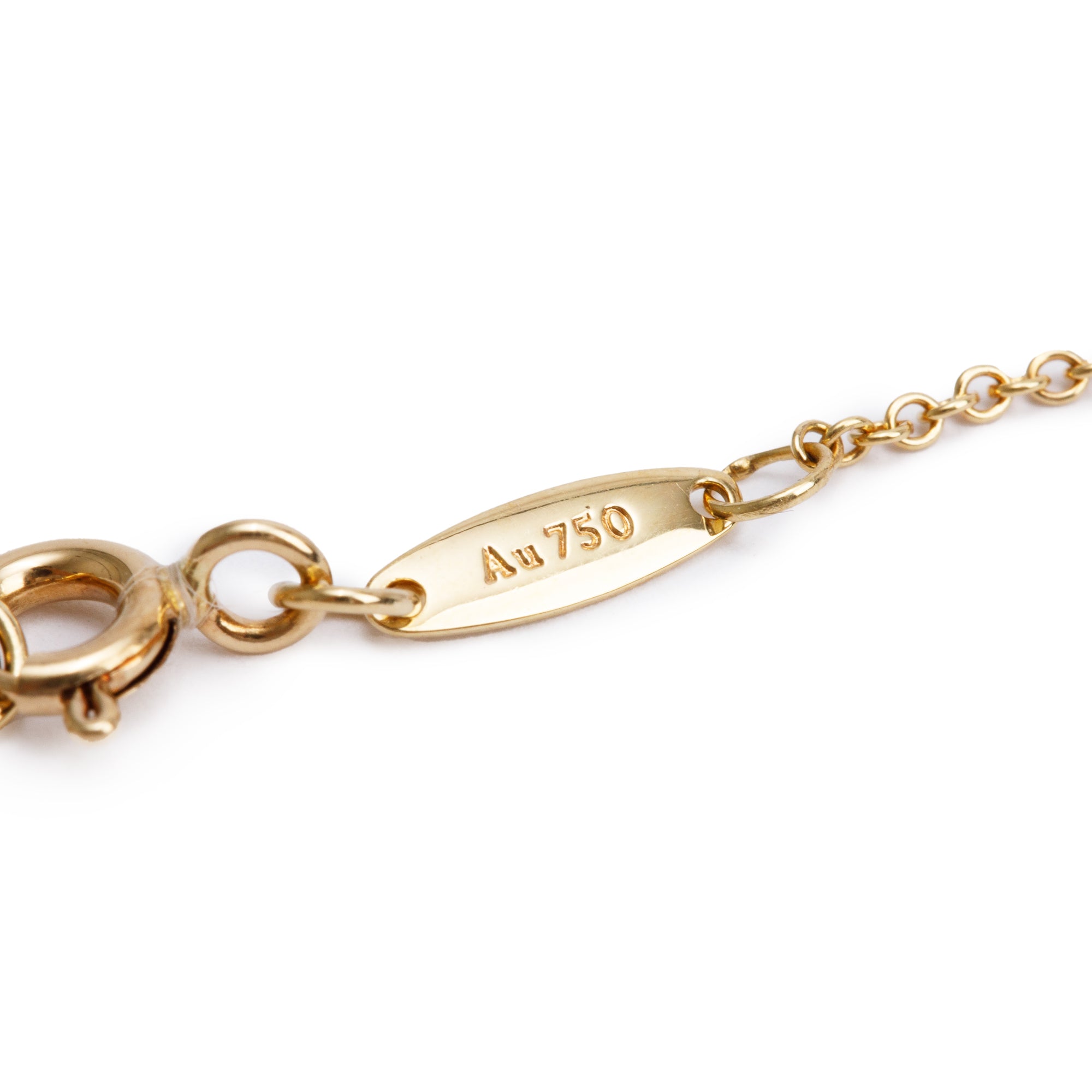 Tiffany & Co. Elsa Peretti 18k Yellow Gold 18 MM Jade Bean Pendant Necklace w/ Box