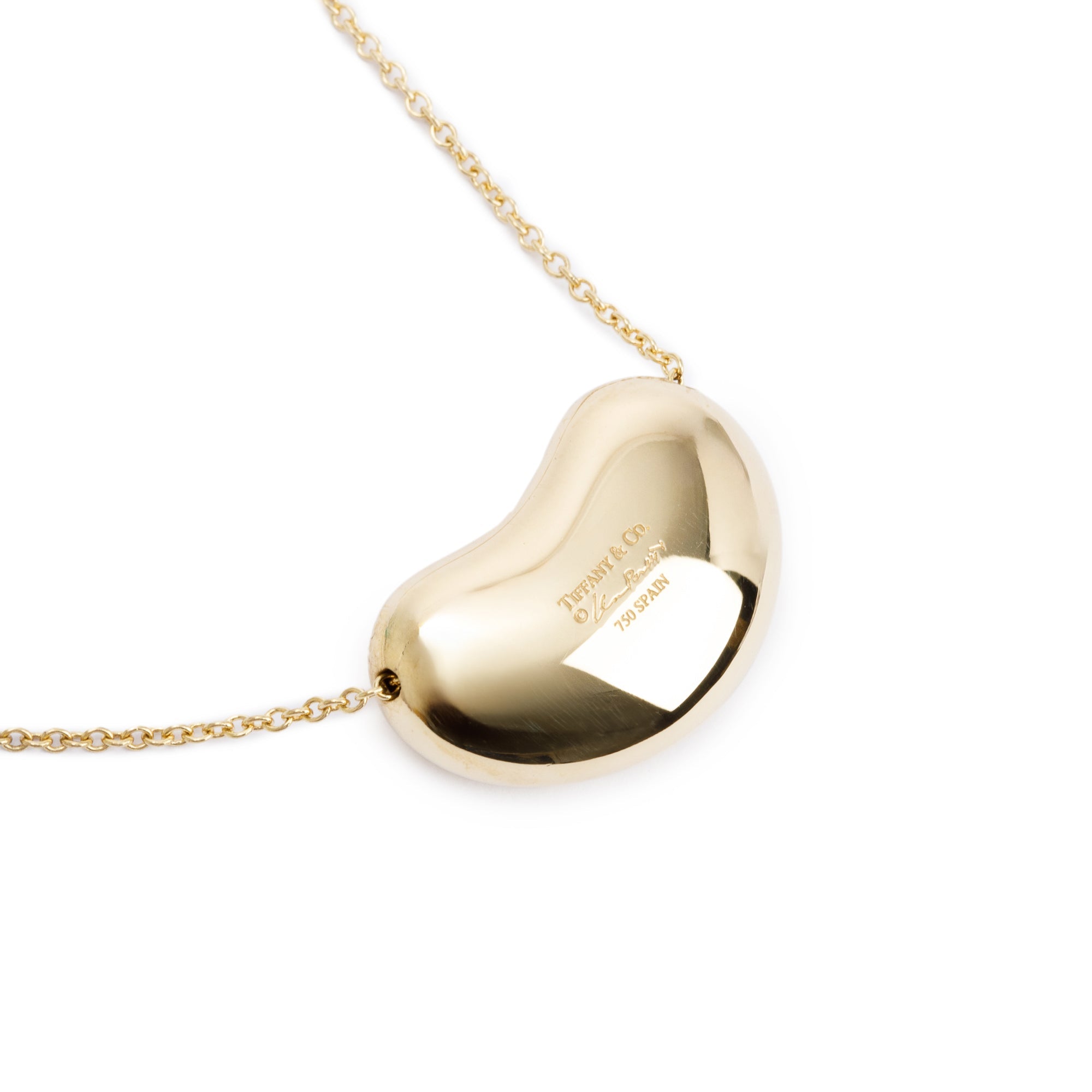 Tiffany & Co. Elsa Peretti 18k Yellow Gold 20 MM Bean Pendant Necklace