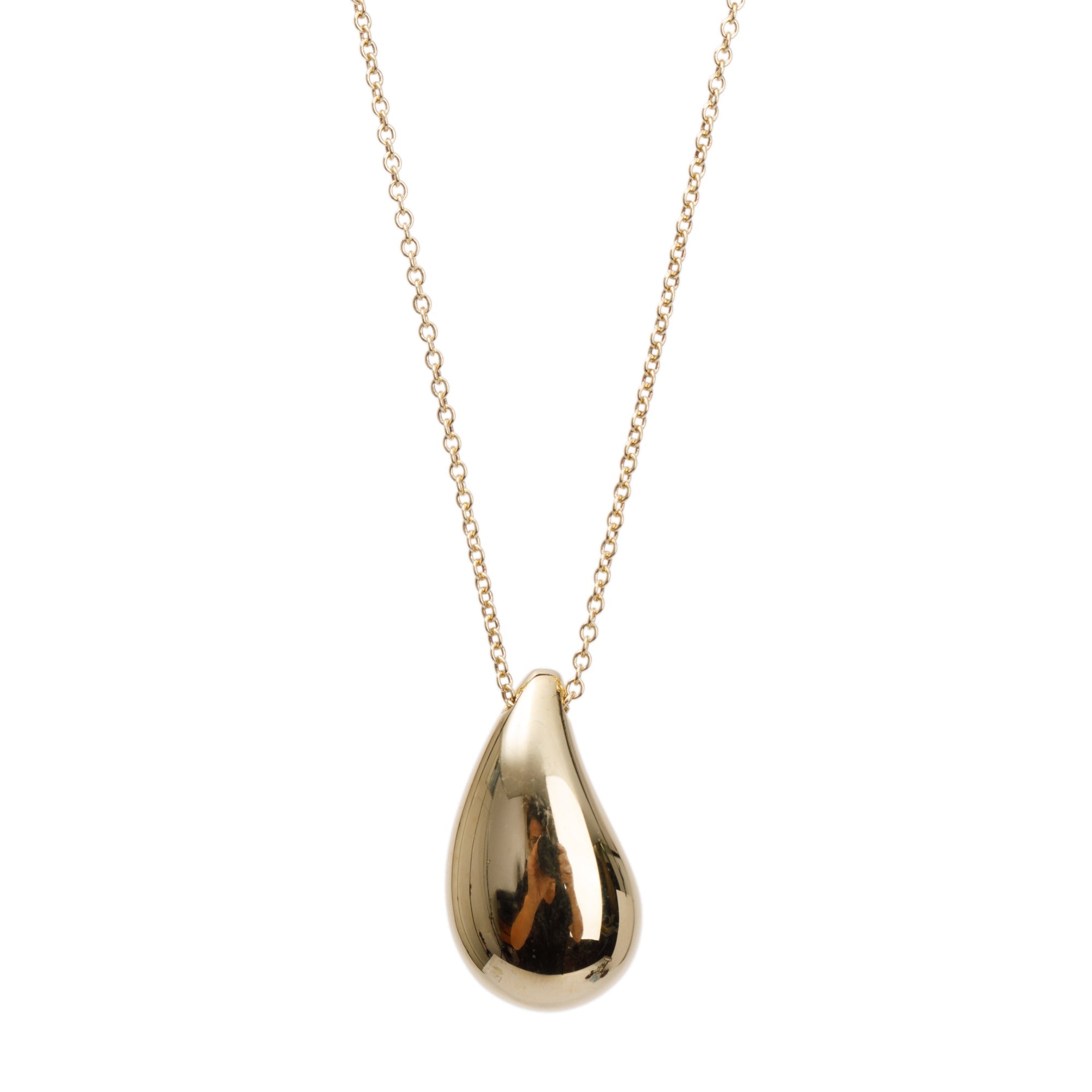 Tiffany & Co. Elsa Peretti 18k Yellow Gold 21 MM Teardrop Pendant Necklace