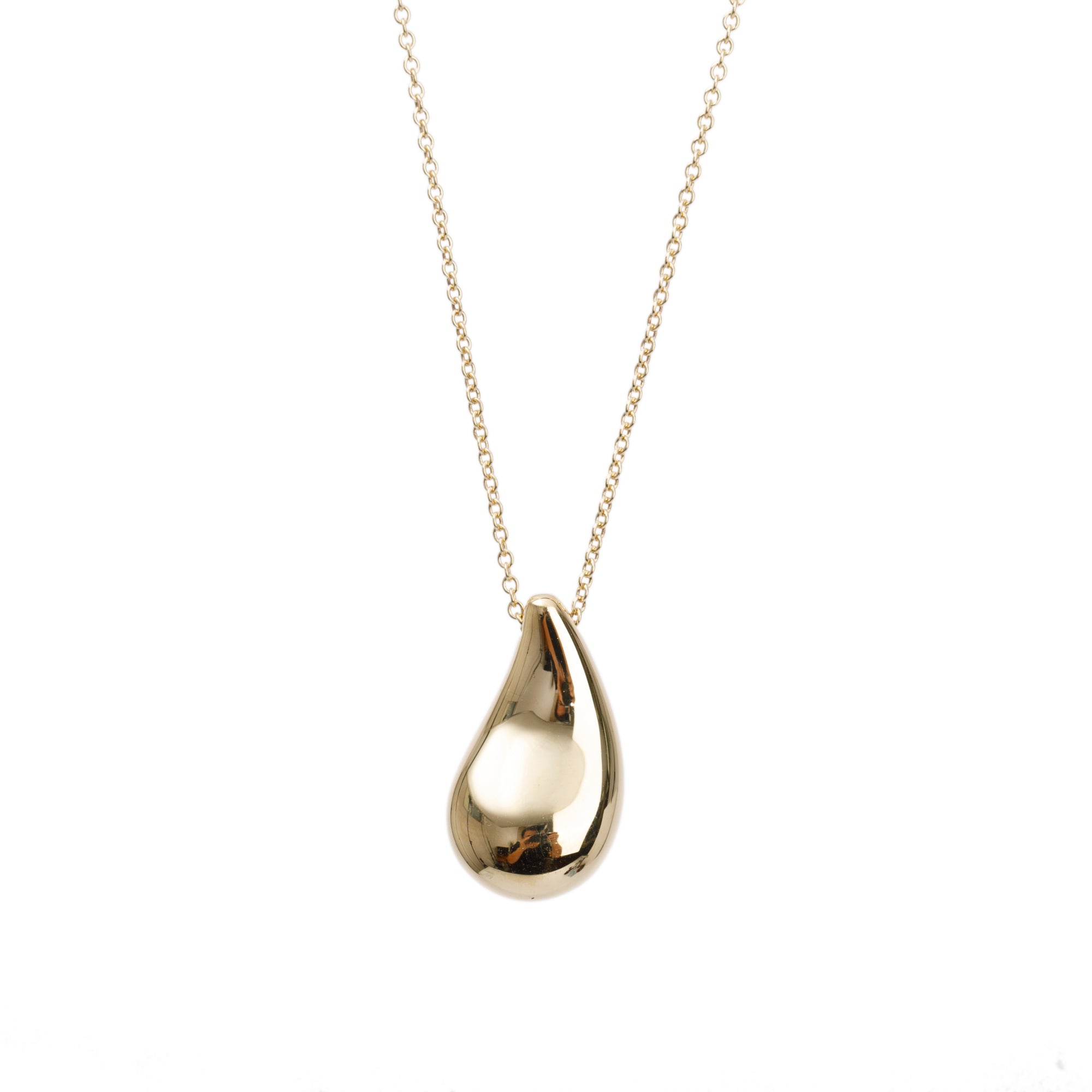 Tiffany & Co. Elsa Peretti 18k Yellow Gold 21 MM Teardrop Pendant Necklace