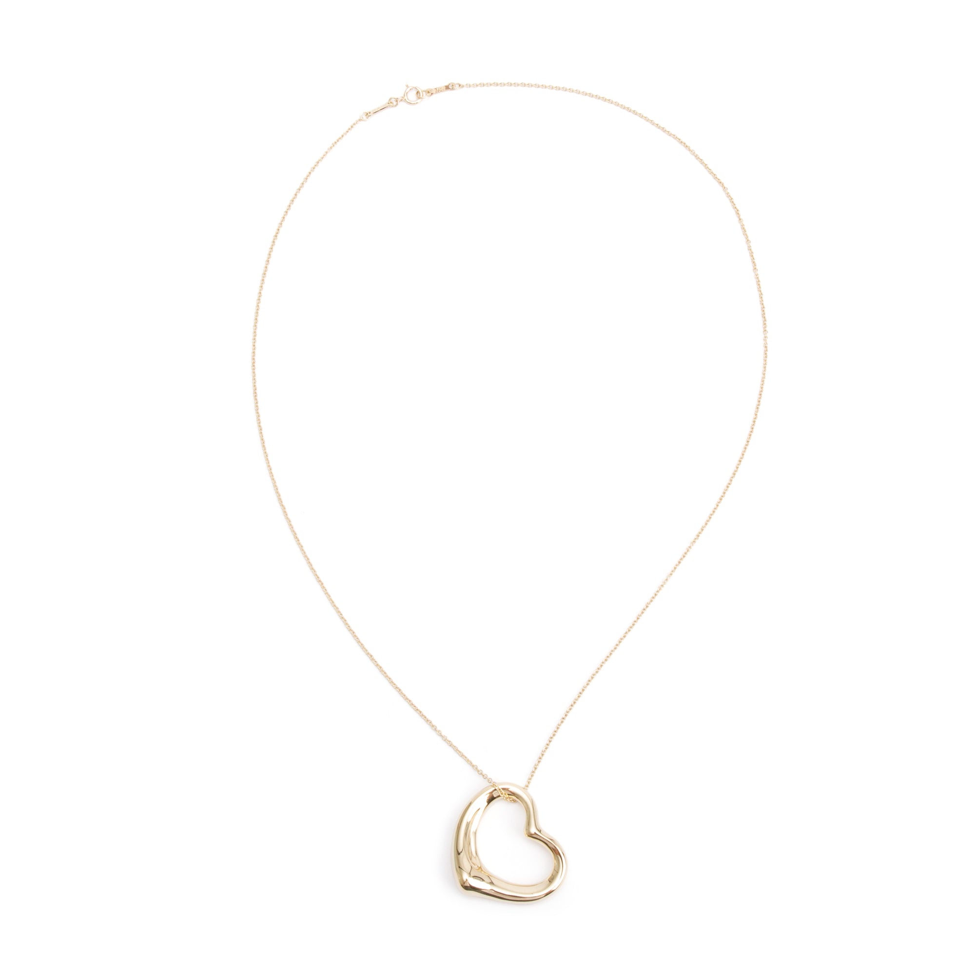 Tiffany & Co. Elsa Peretti 18k Yellow Gold 27MM Open Heart Pendant Necklace w/ Box