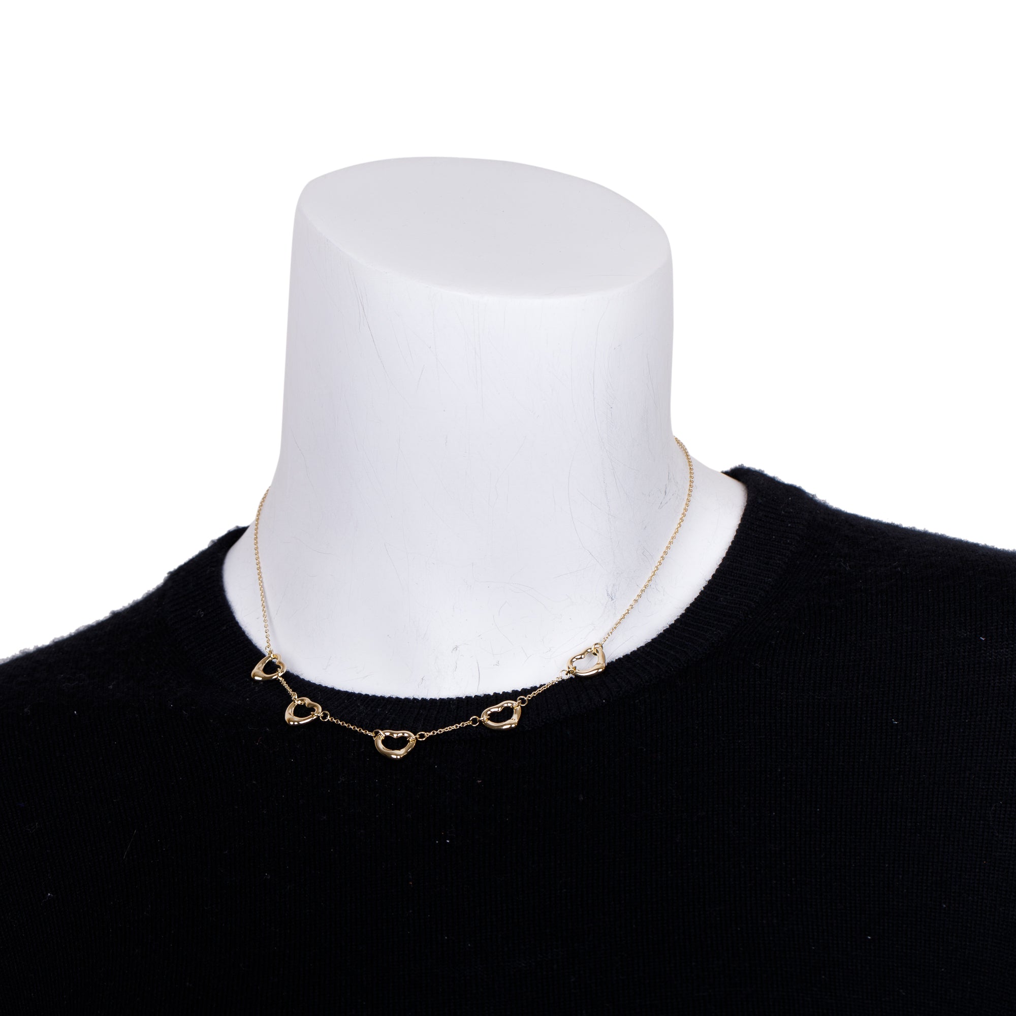 Tiffany & Co. Elsa Peretti 18k Yellow Gold 5 Open Heart Station Necklace