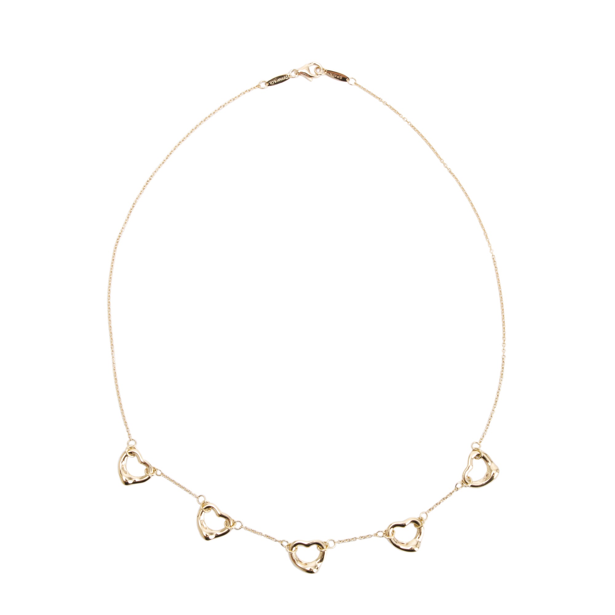 Tiffany & Co. Elsa Peretti 18k Yellow Gold 5 Open Heart Station Necklace